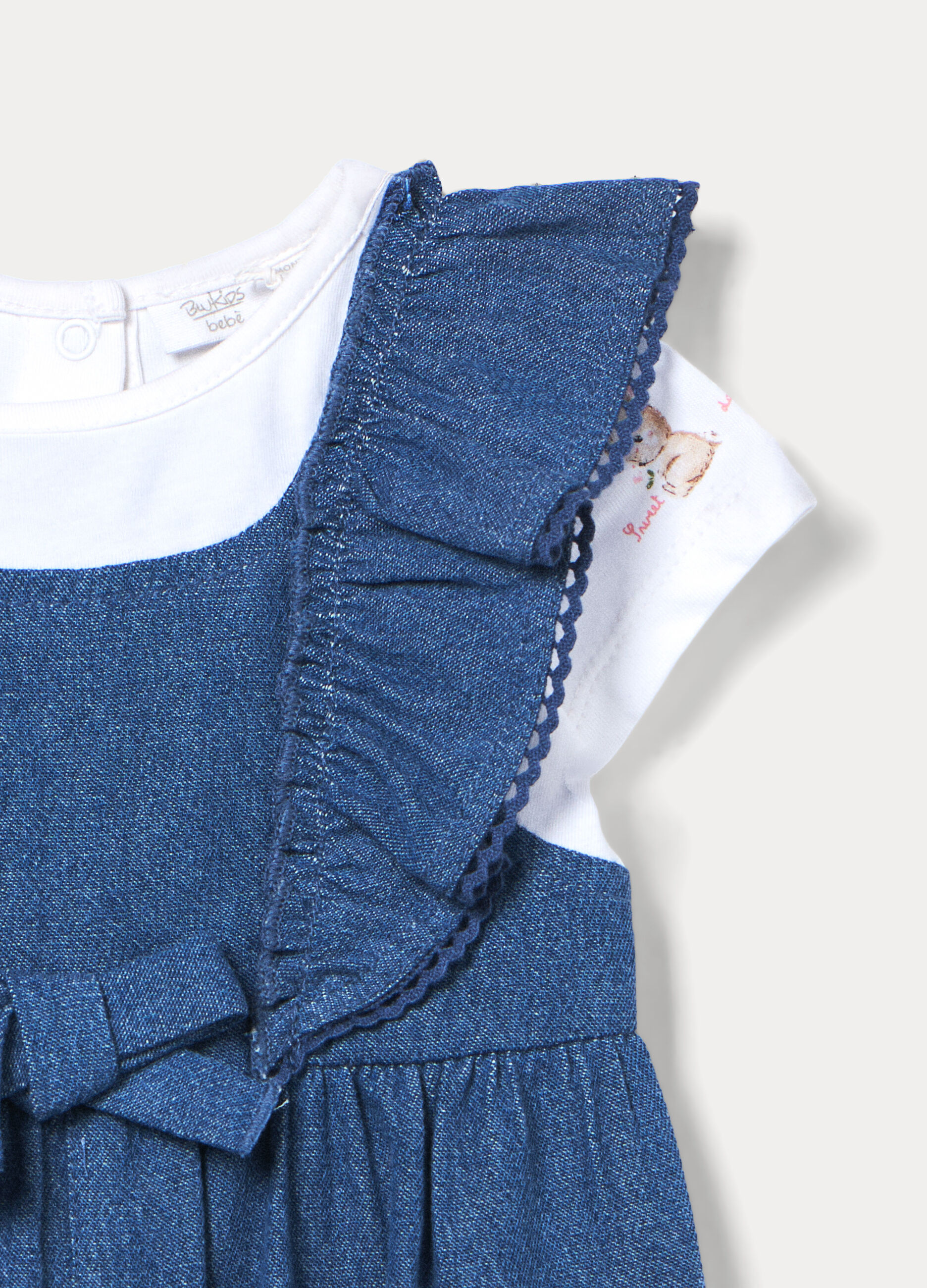 Pagliaccetto in chambray di puro cotone neonata_2