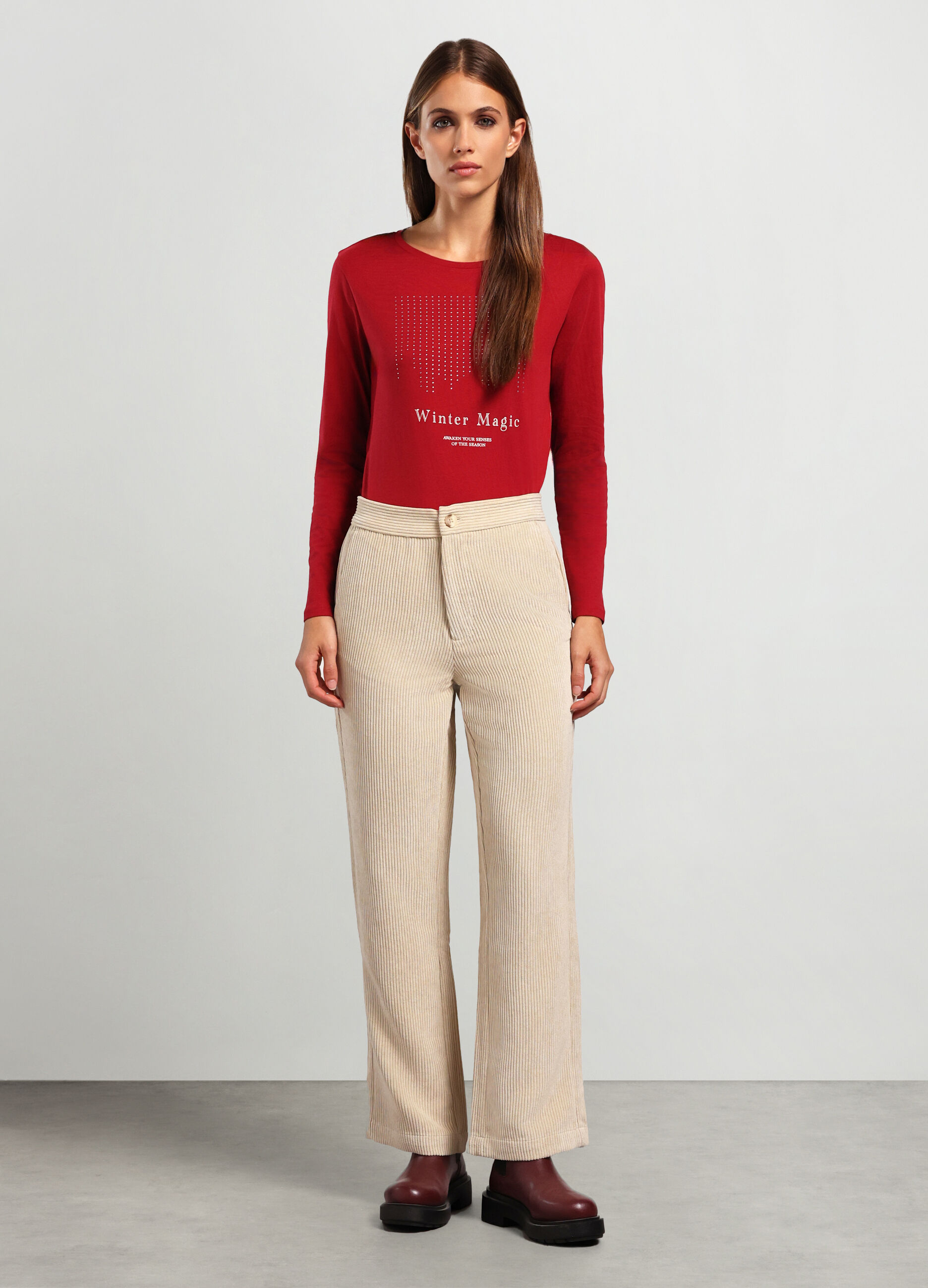 Pantaloni in costina di velluto donna_0
