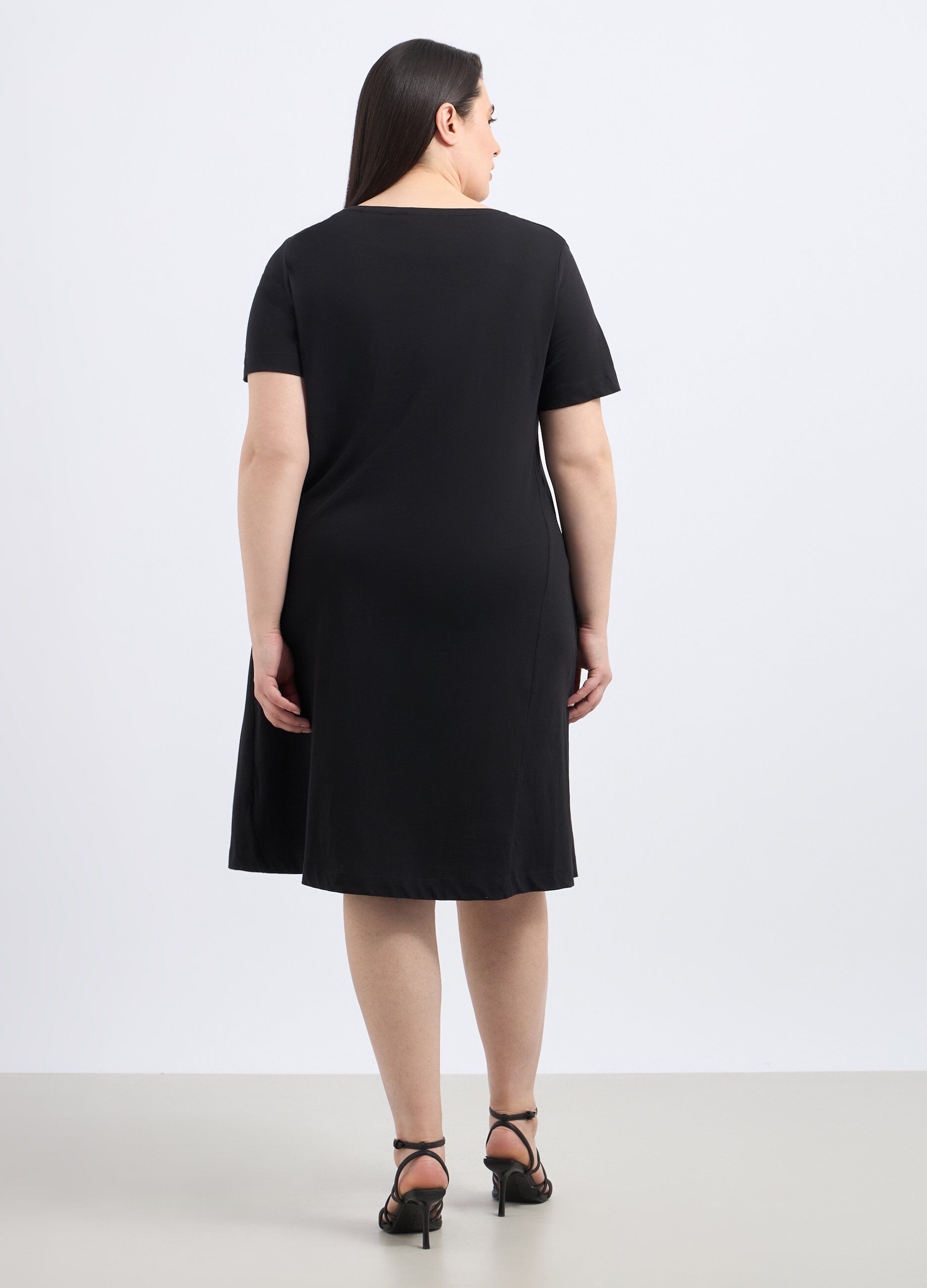 Abito corto svasato in puro cotone donna curvy_1
