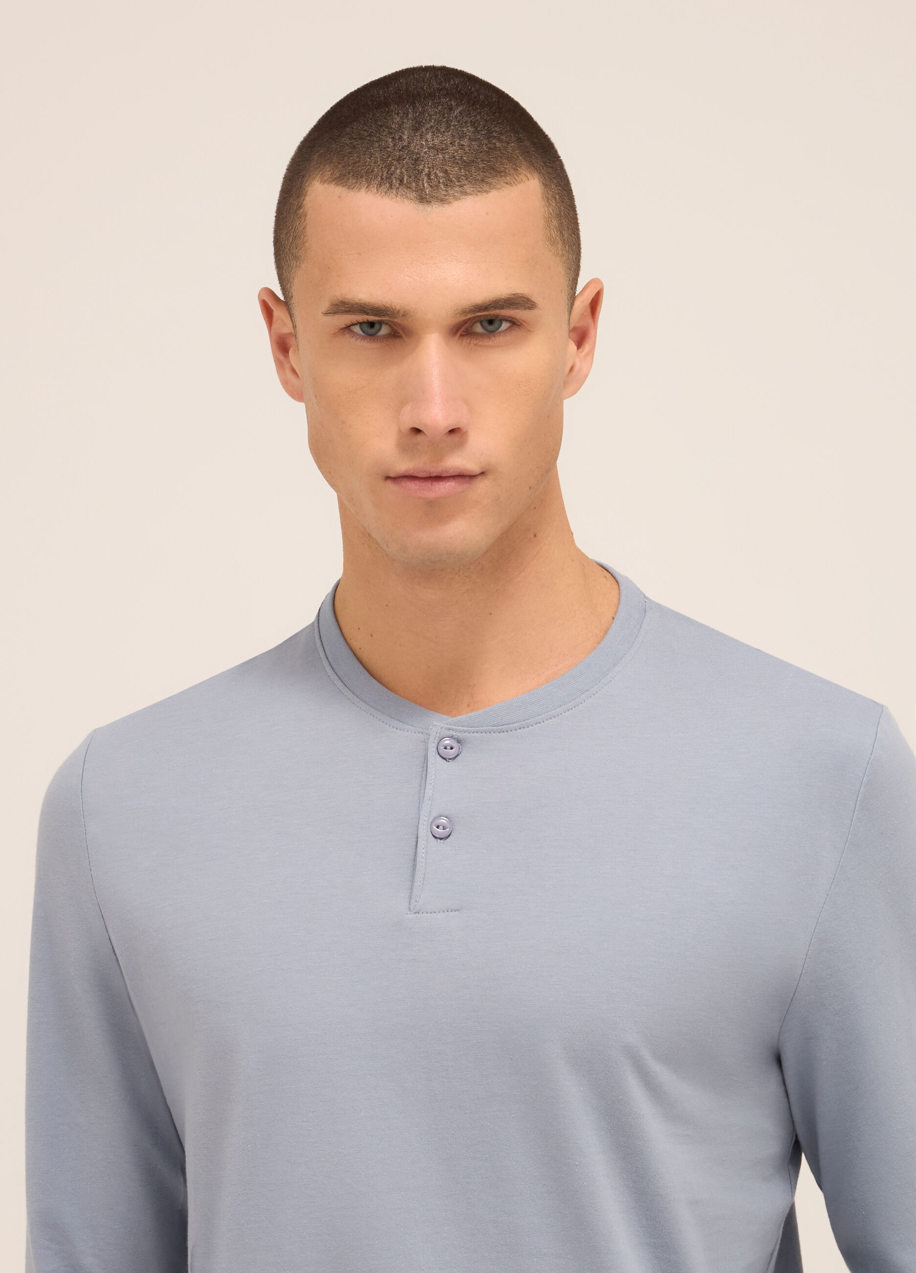 Maglia del pigiama a serafino in puro cotone uomo_2