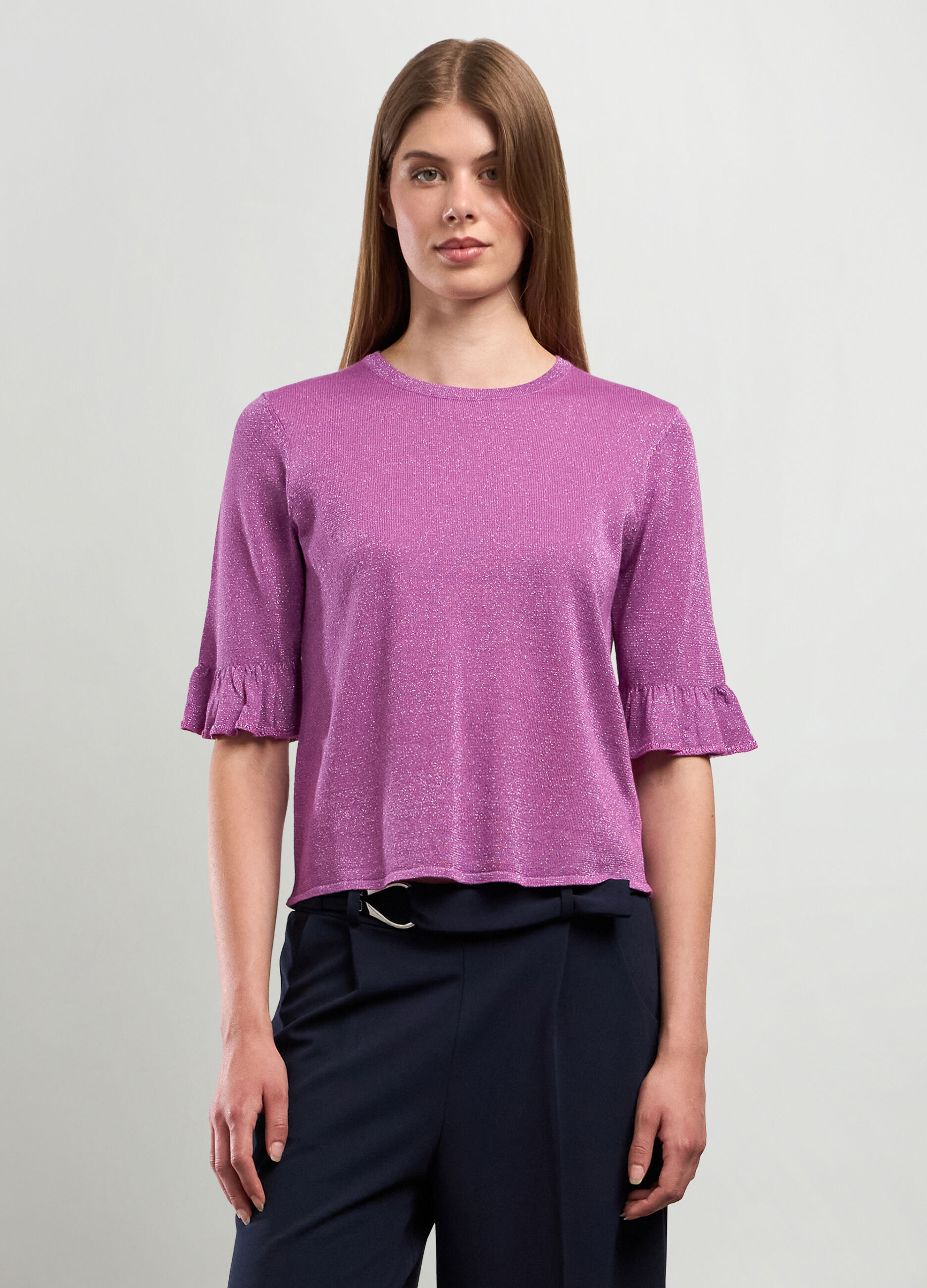 Pullover tricot in misto viscosa con lurex donna_0