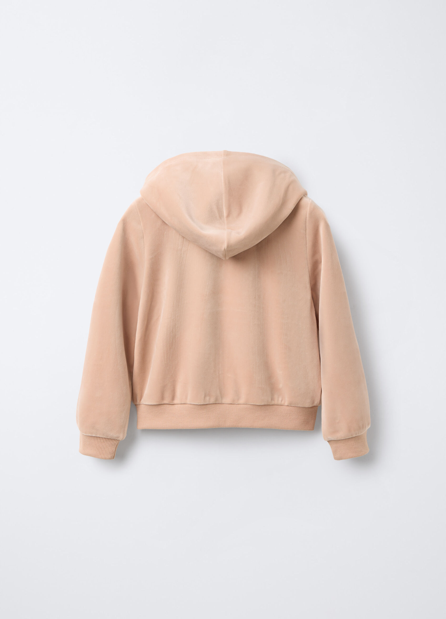 Felpa in velluto relexed fit con zip e cappuccio bambina_1