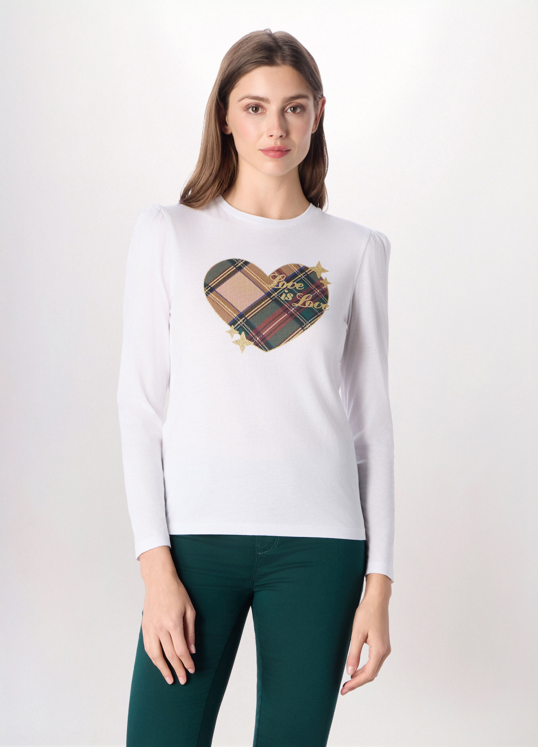 T-shirt in jersey di puro cotone donna_0