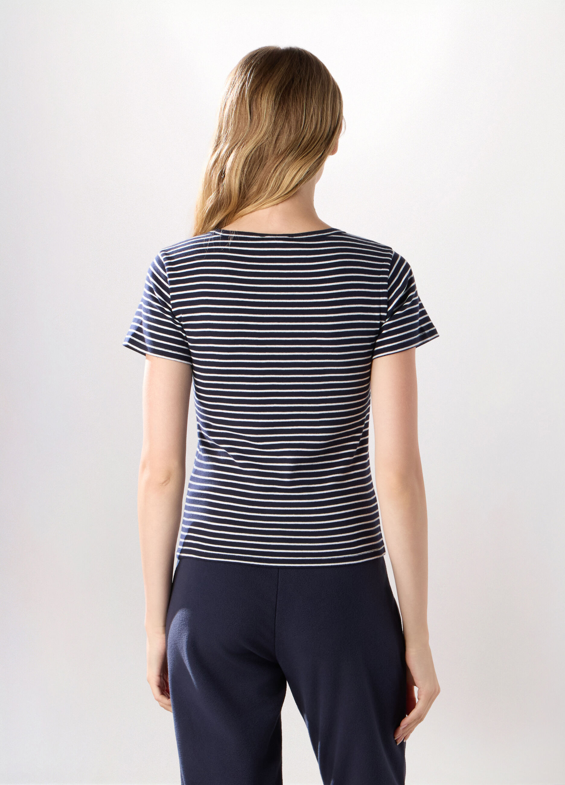 T-shirt in costina di puro cotone donna_1