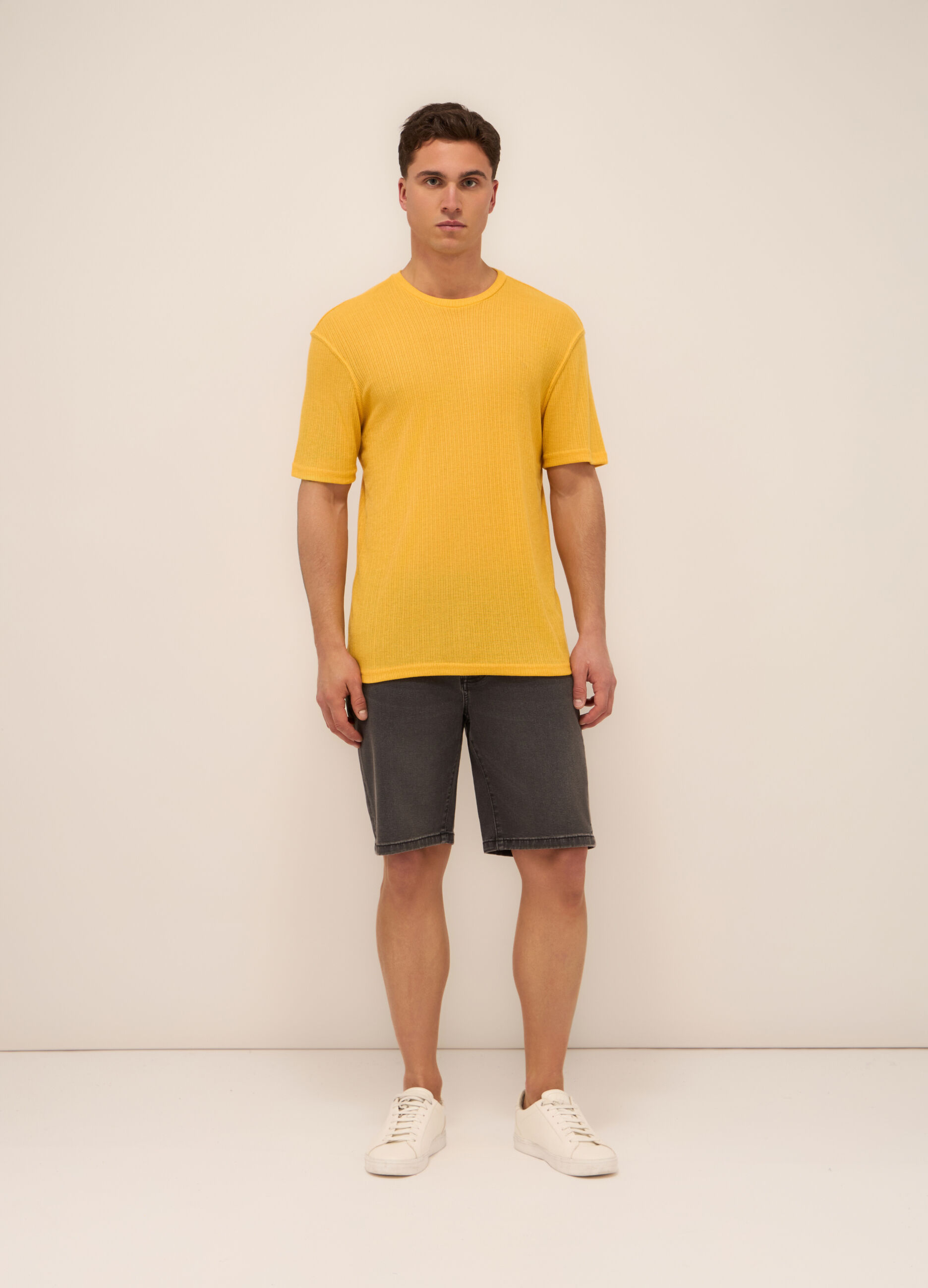 Shorts in denim di cotone stretch uomo_0