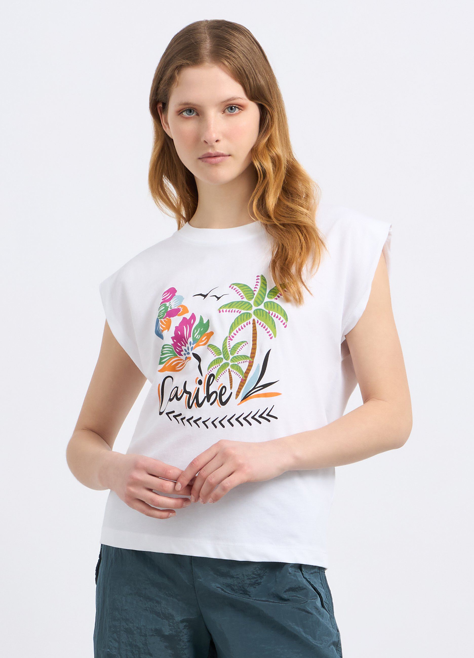 T-shirt in puro cotone con stampa donna_0
