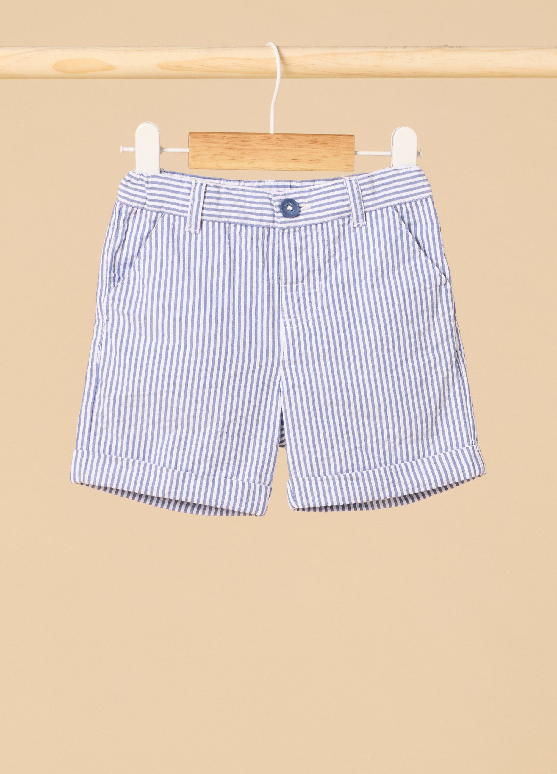 Shorts IANA rigati in puro cotone neonato_0