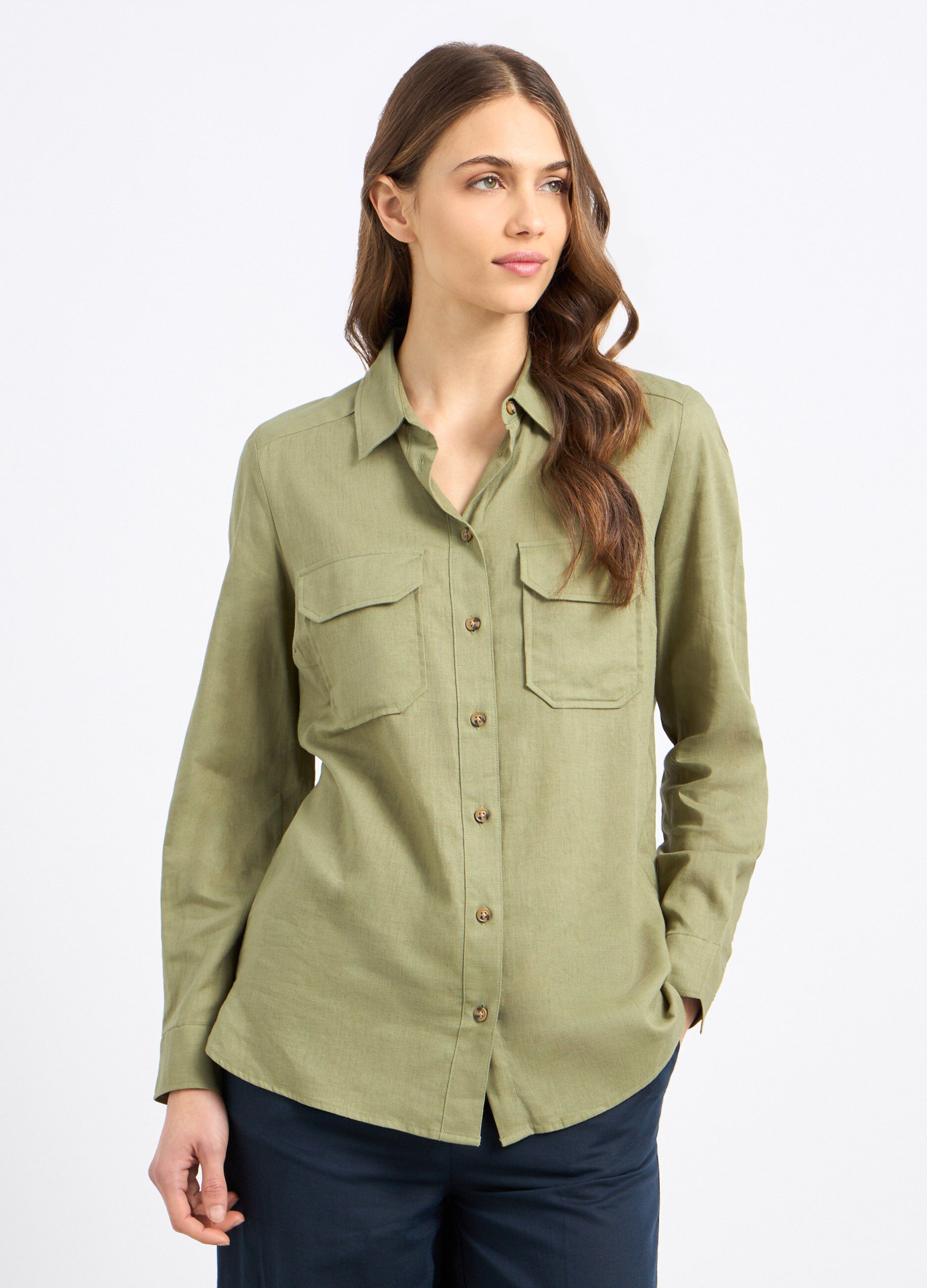 Camicia in misto lino donna_0