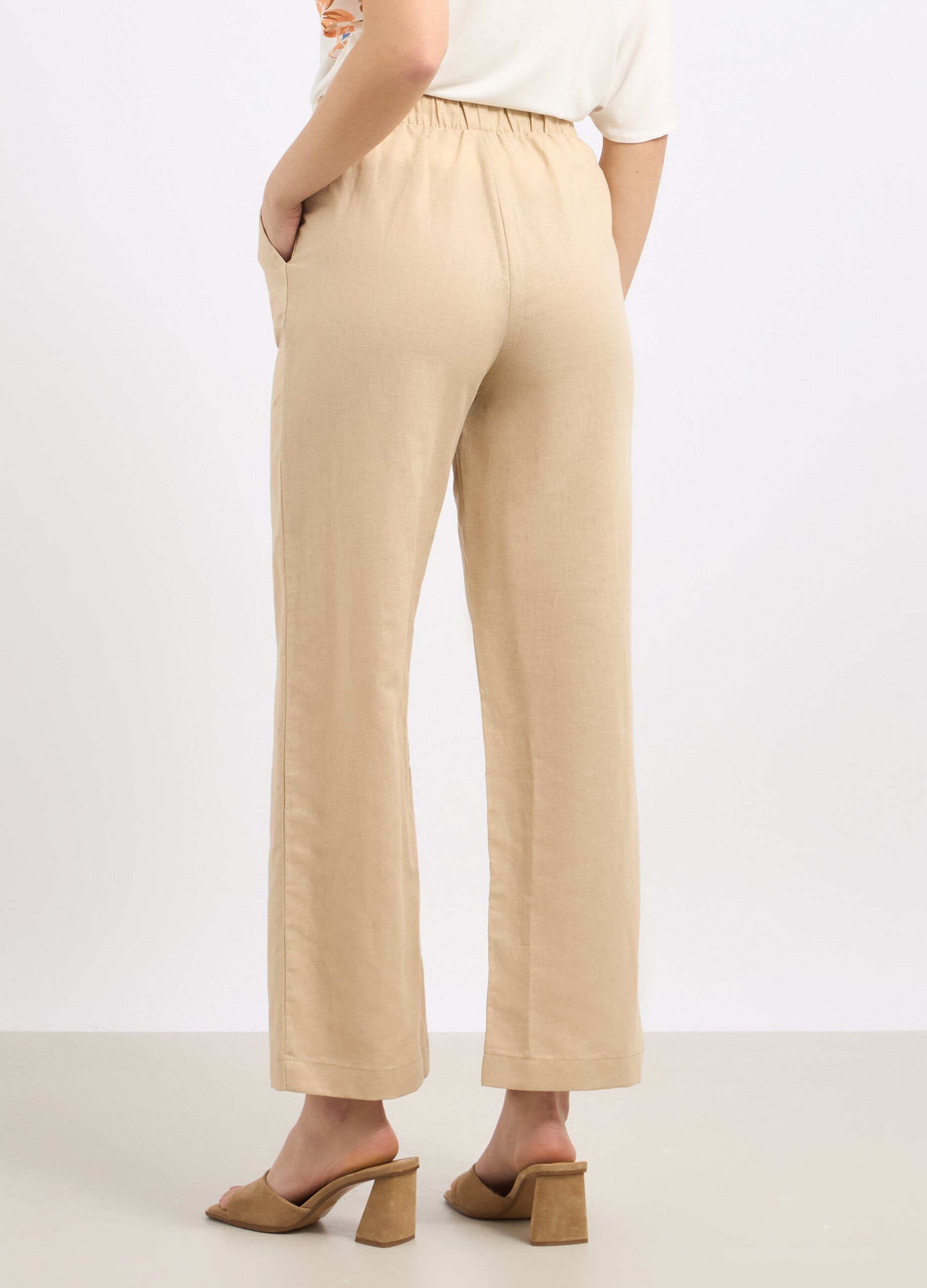Pantaloni palazzo in misto lino donna