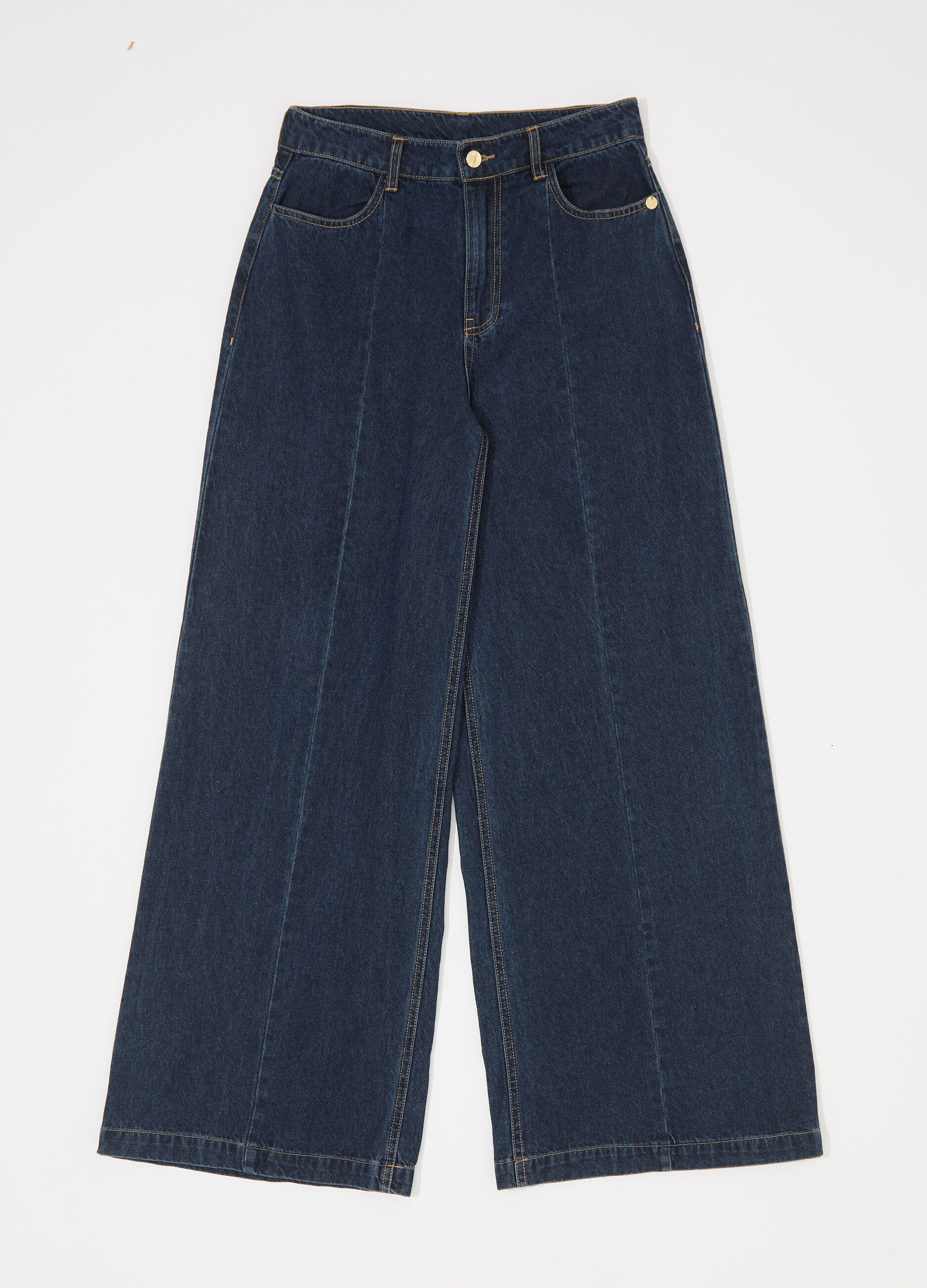 Denim wide leg in puro cotone donna_4