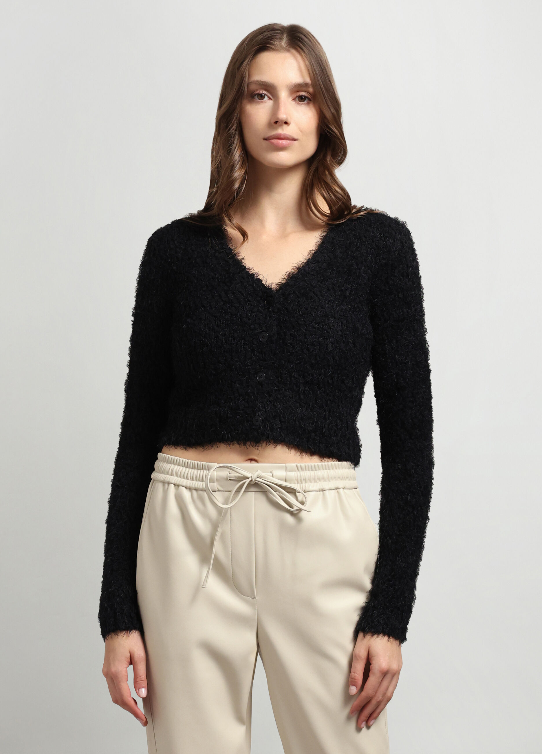 Cardigan cropped tricot donna_0