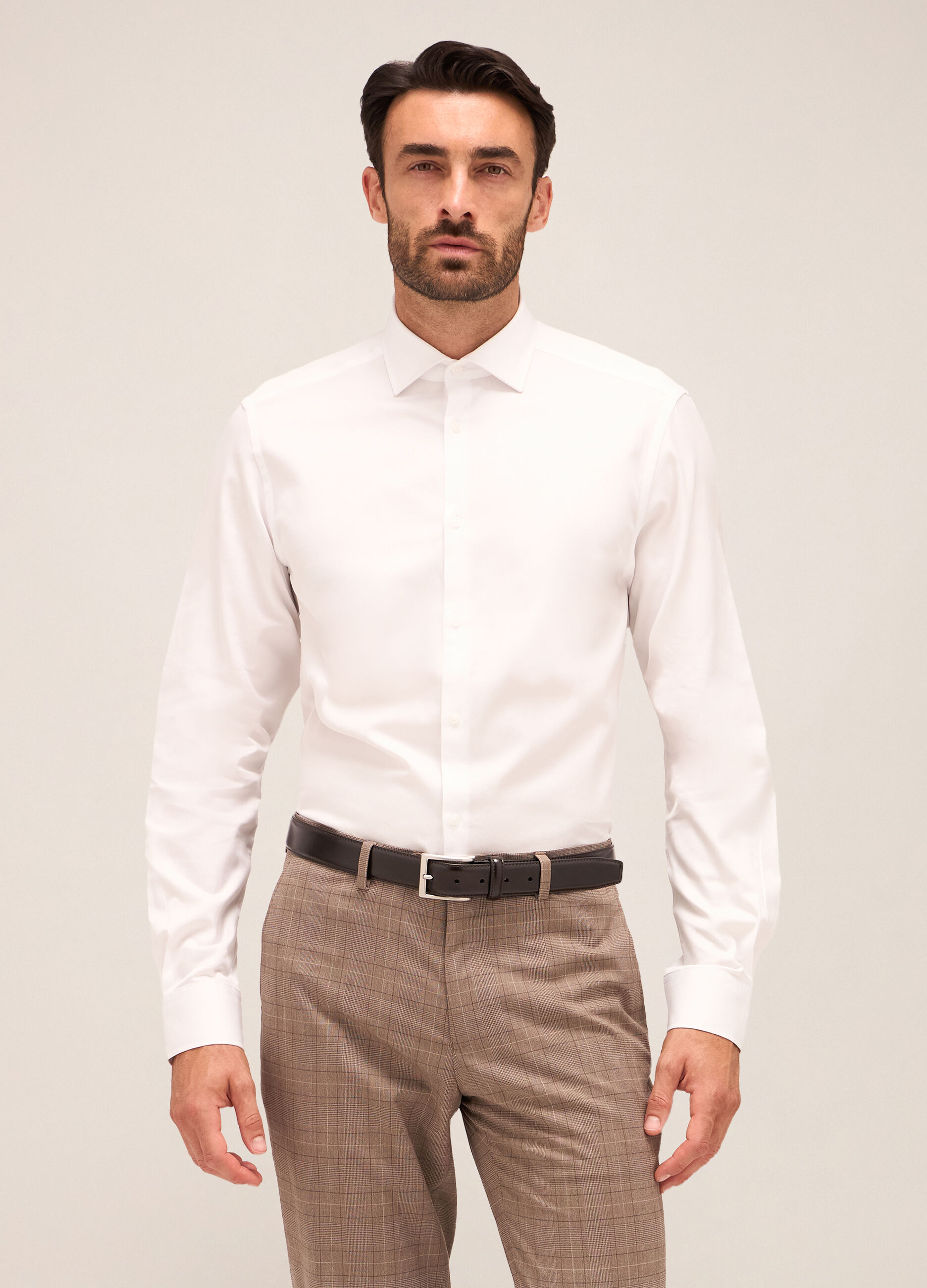 Camicia slim fit colletto francese in cotone uomo_0