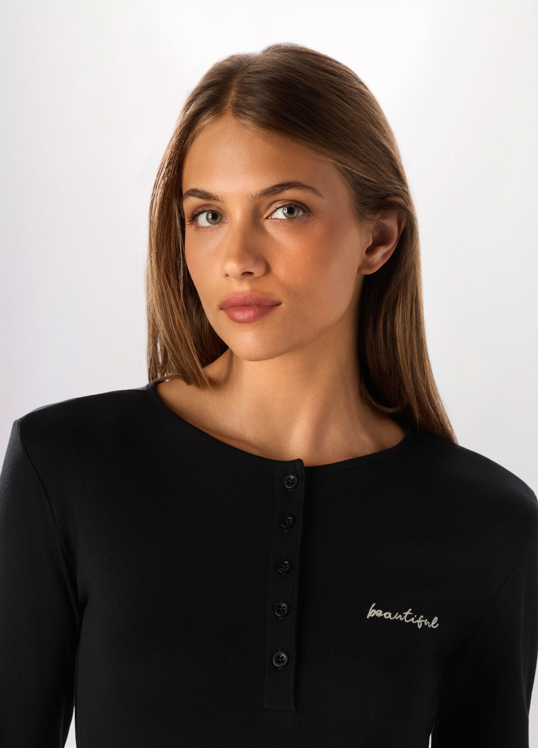 T-shirt in costina di cotone donna_2