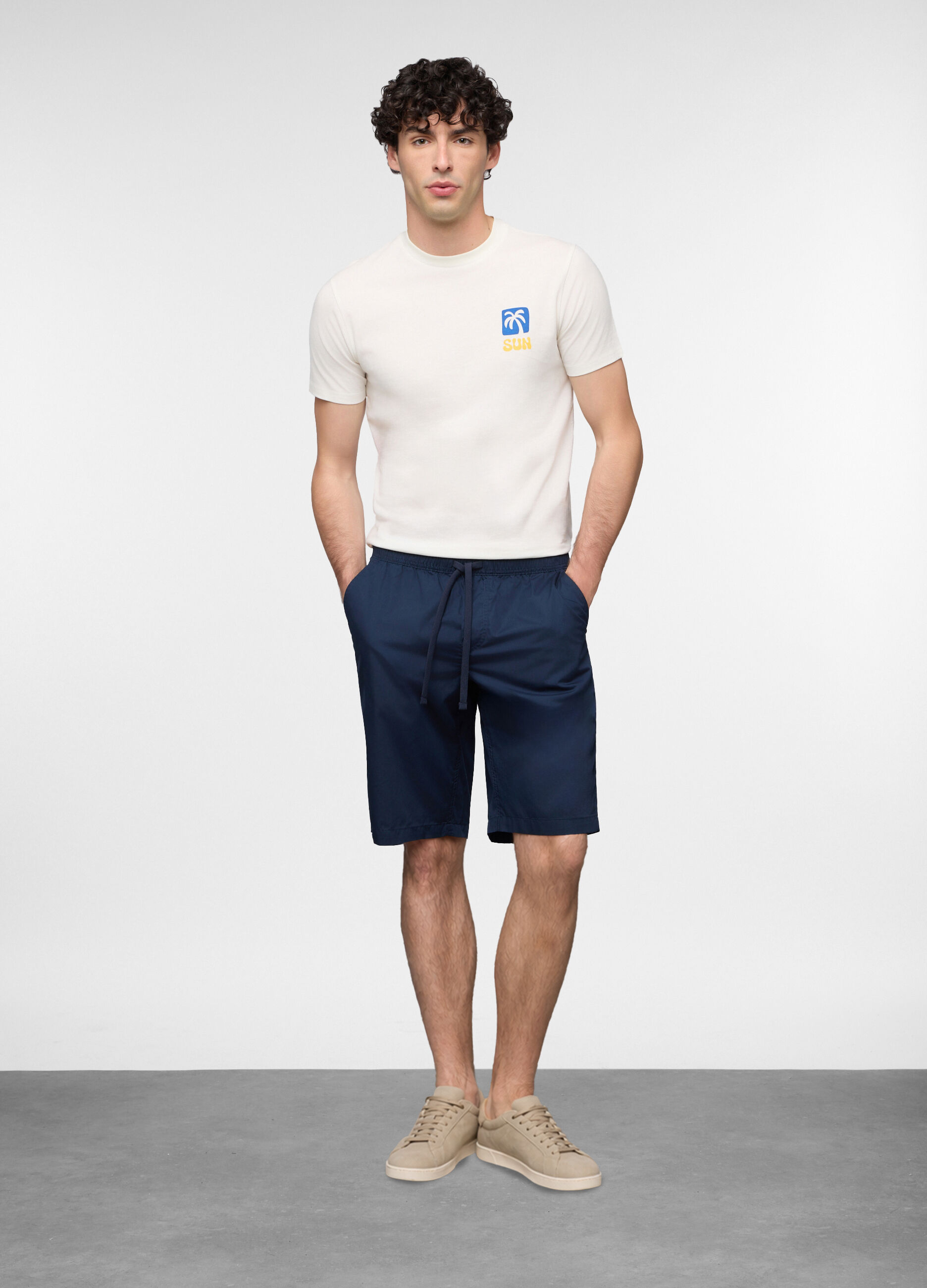 Bermuda chino in popeline misto cotone uomo_0