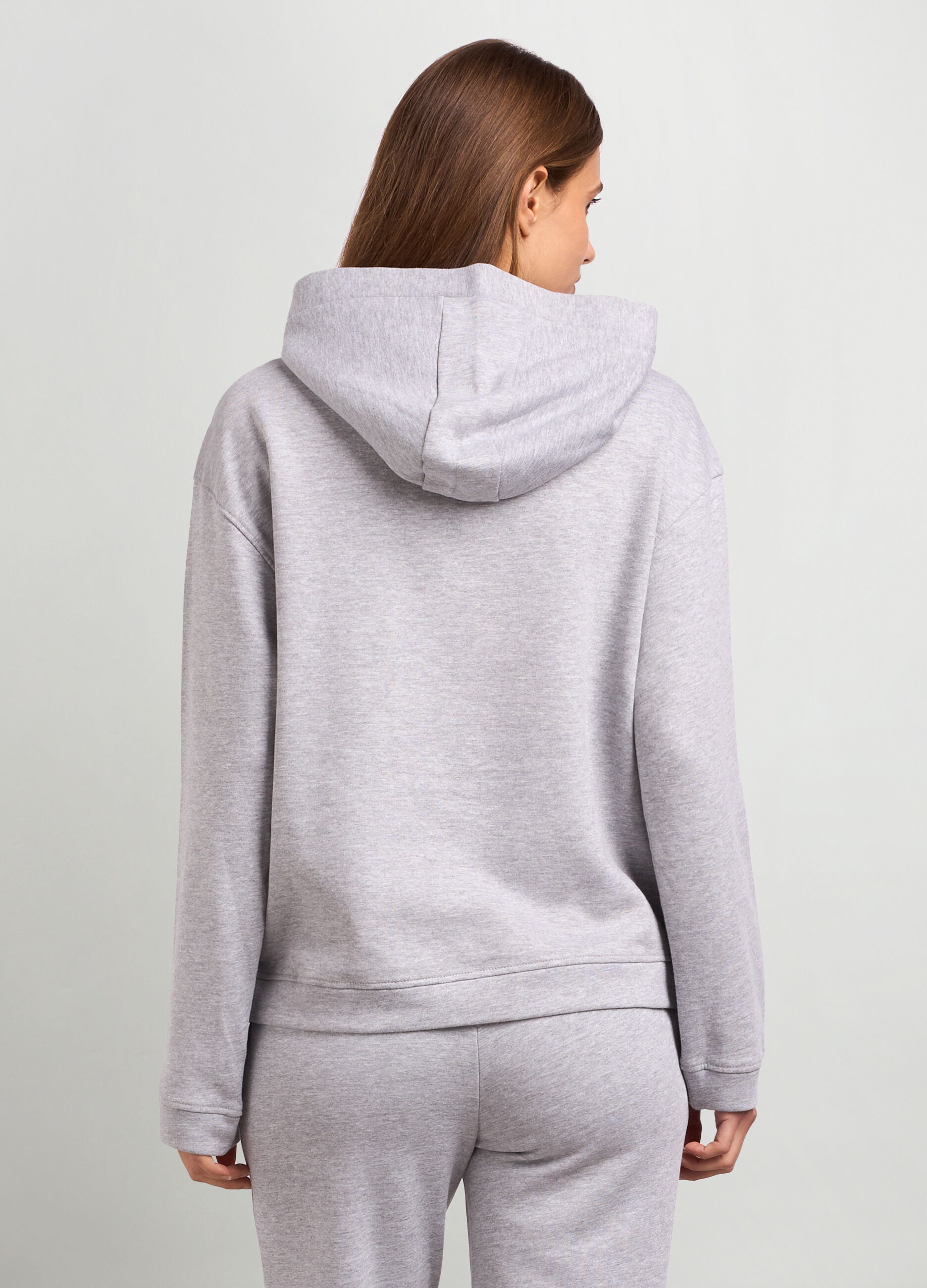 Felpa in misto cotone con cappuccio donna_1