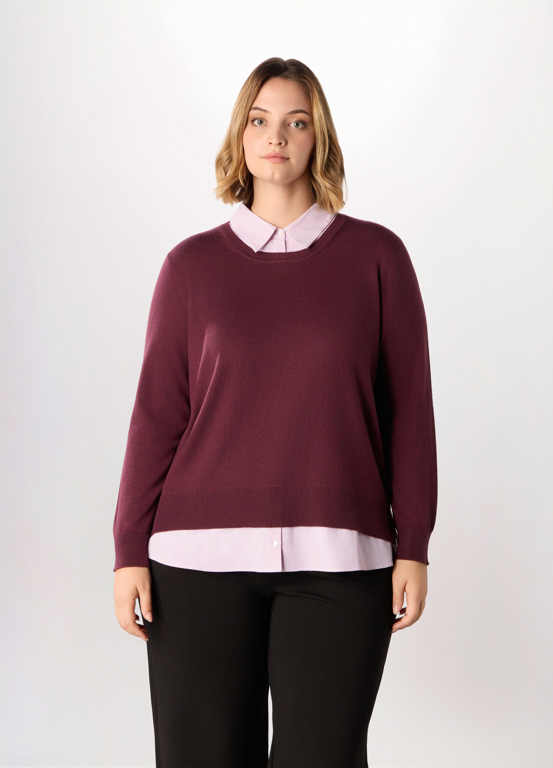 Pullover girocollo con inserto donna curvy_0