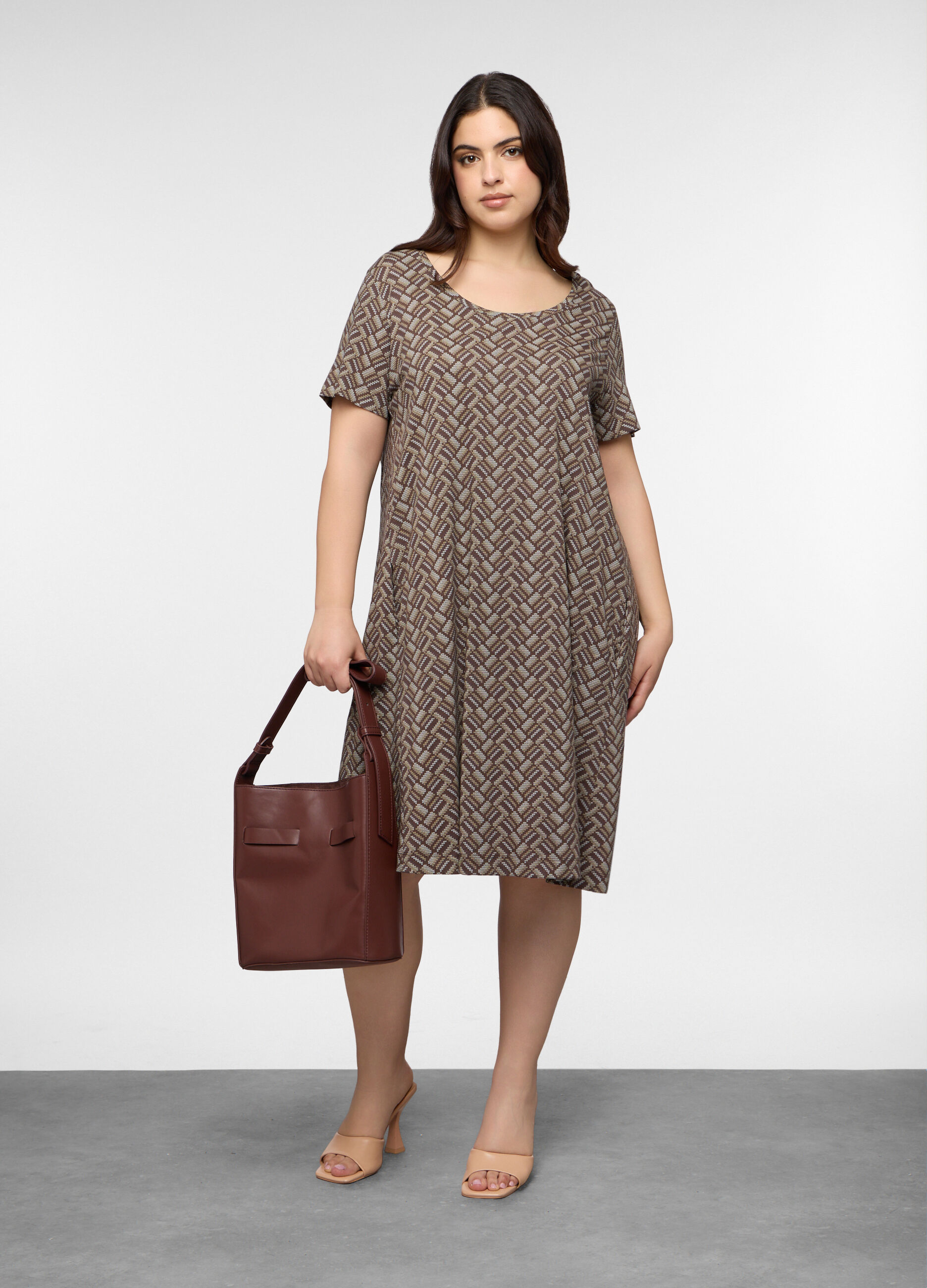 Abito corto girocollo in jersey di puro cotone donna curvy_0