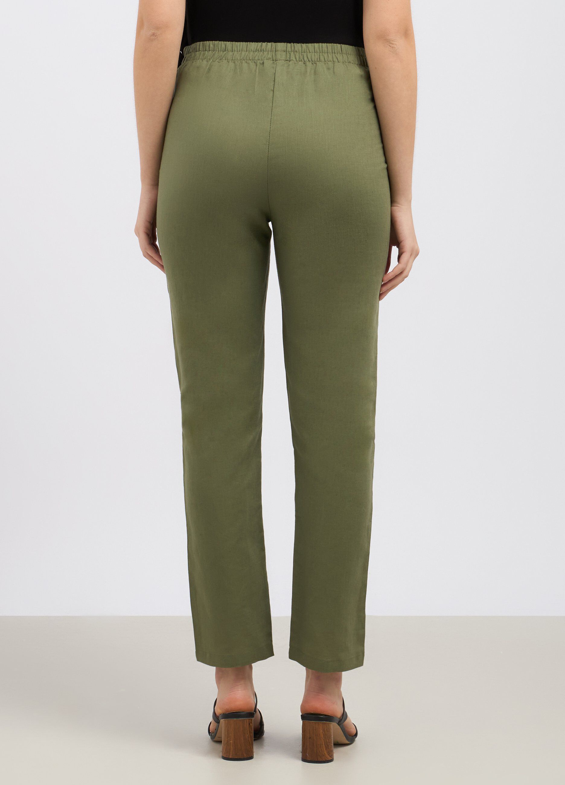 Pantaloni in misto lino donna_1