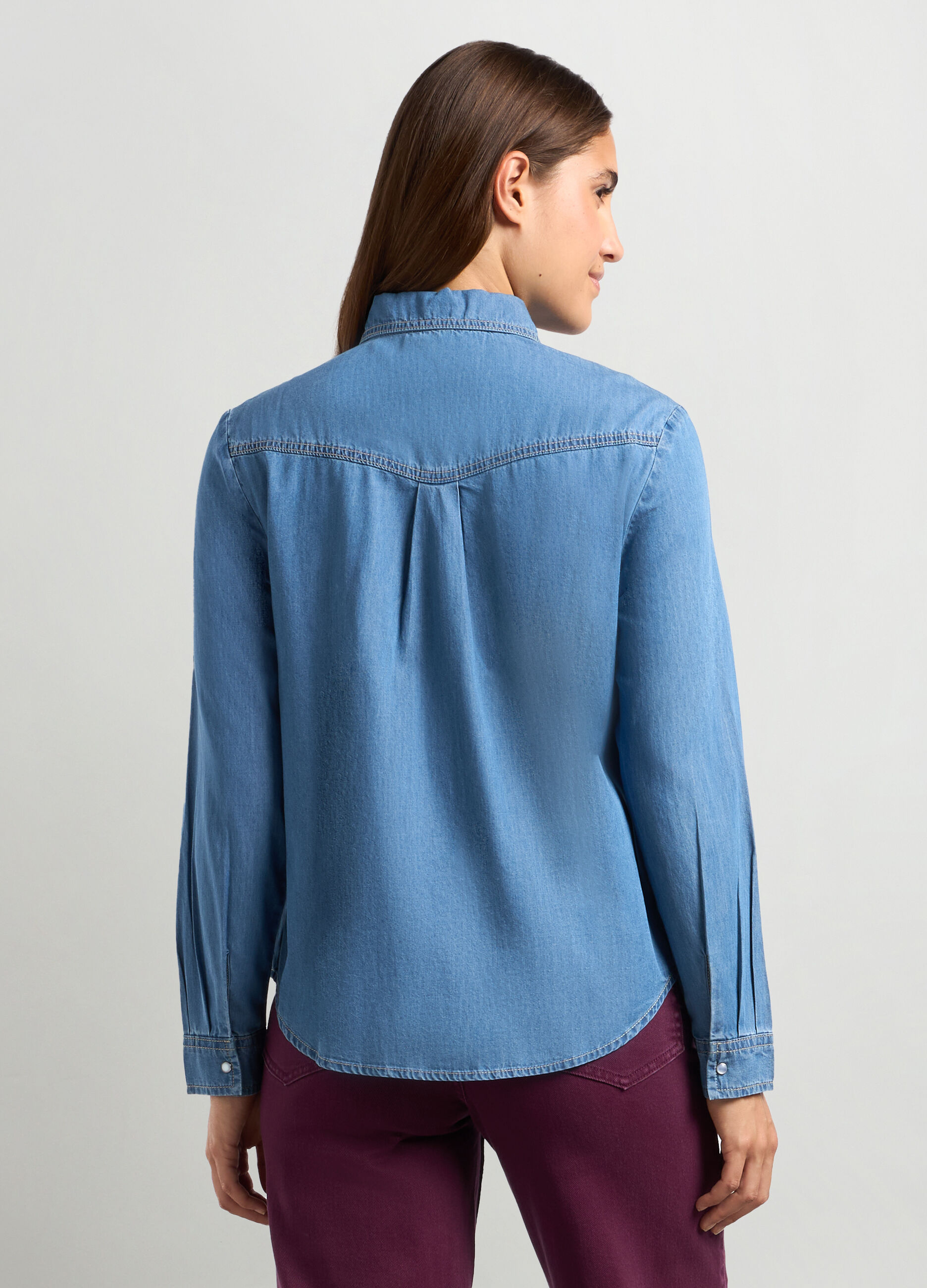 Camicia in denim di puro cotone donna_1