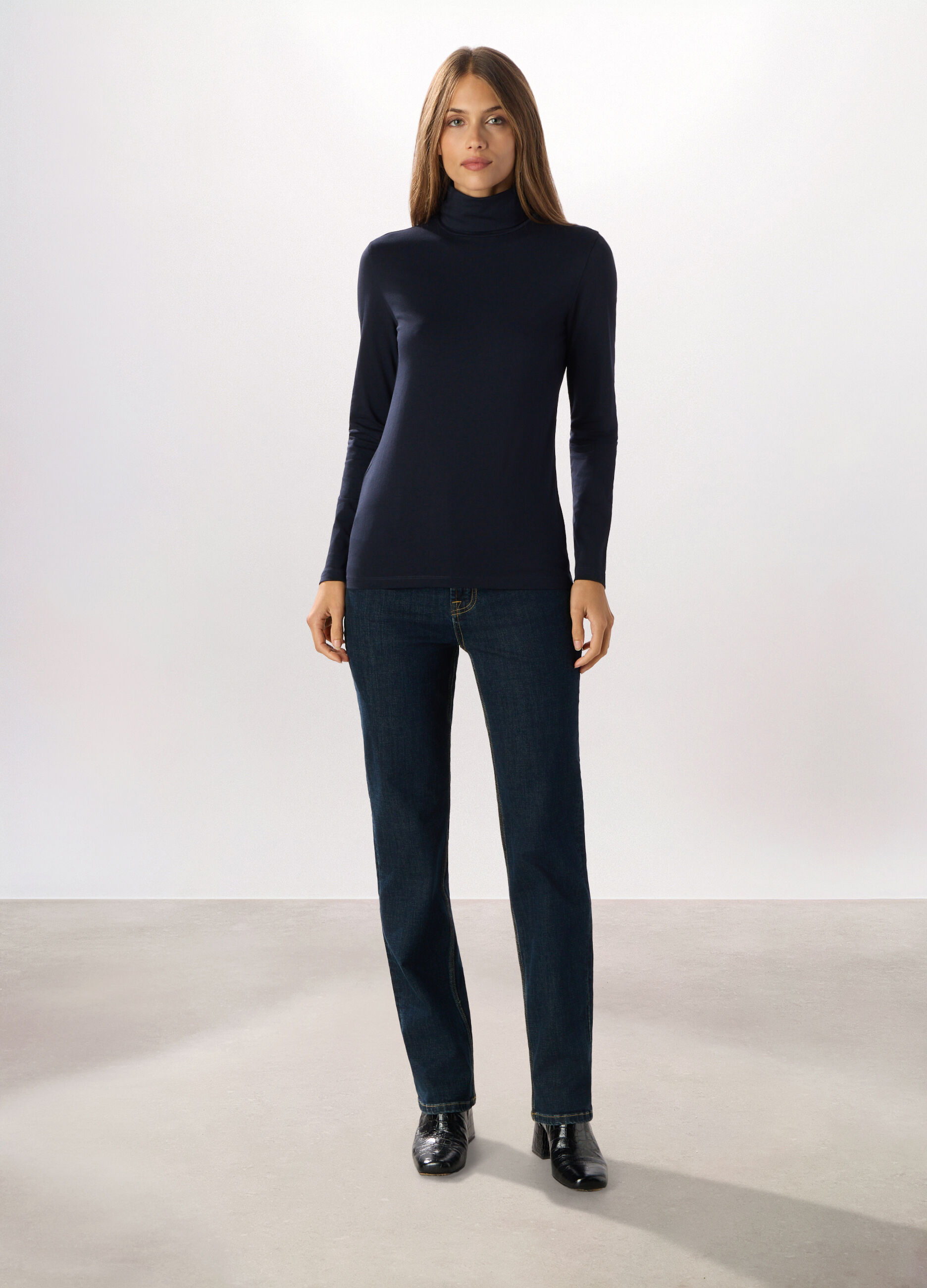 Pantaloni in denim di cotone stretch donna_0