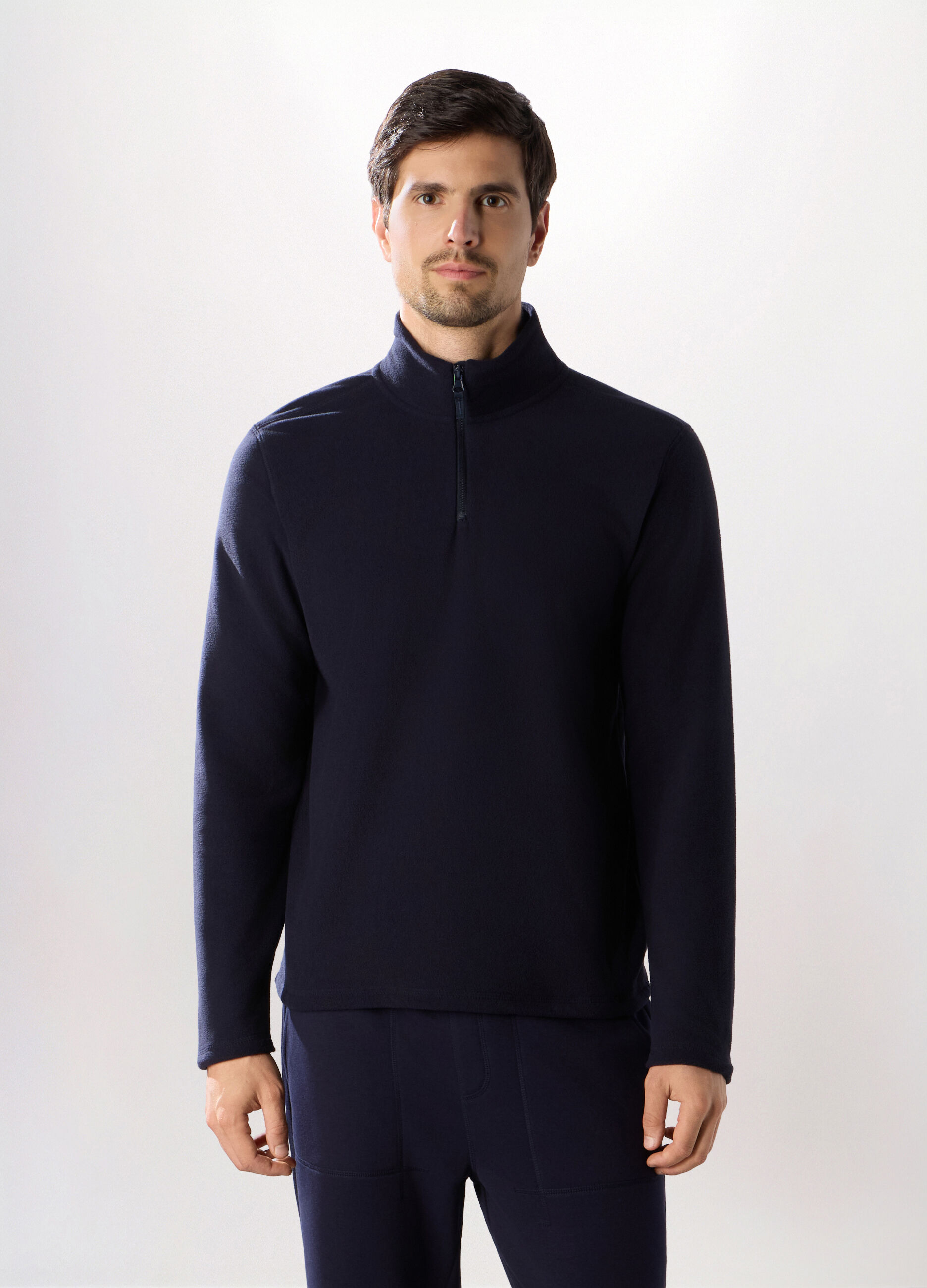 Lupetto con zip in pile uomo_0