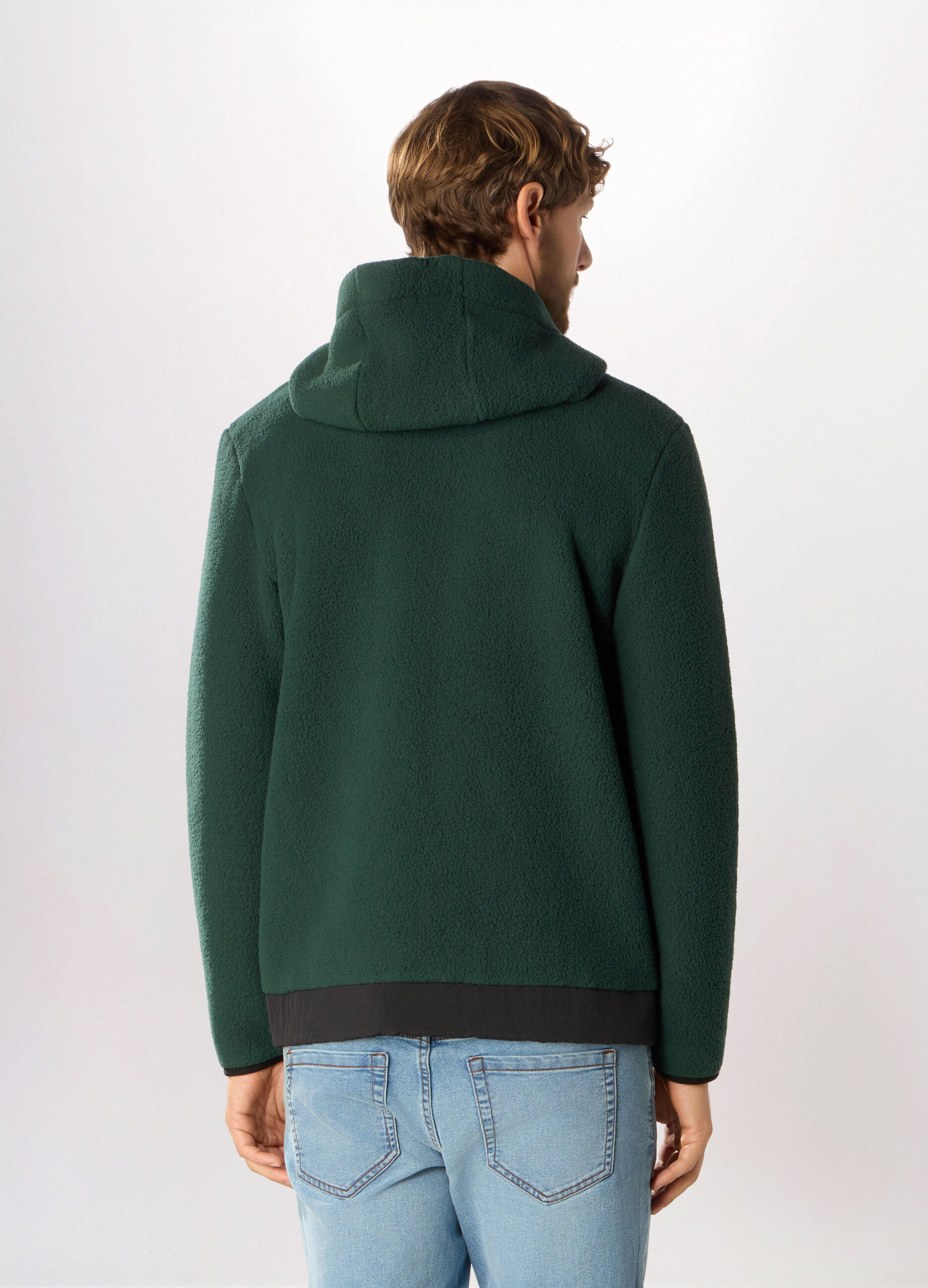 Felpa in pile con cappuccio e zip uomo_1