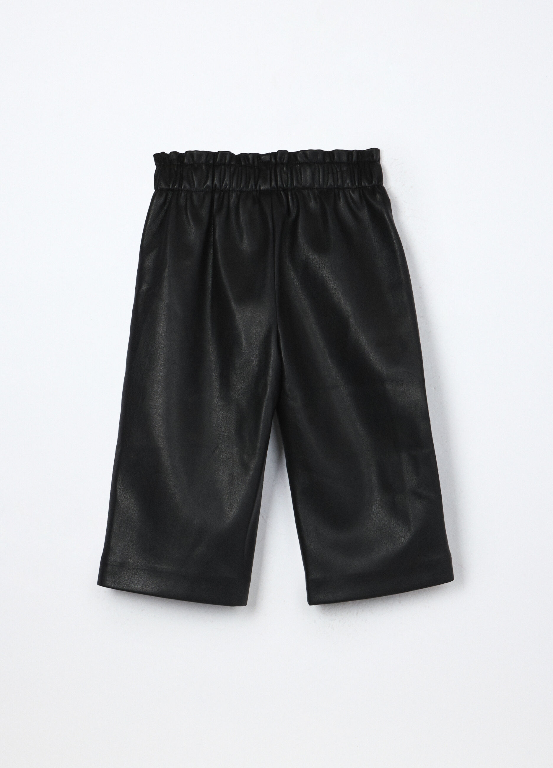 Pantaloni wide leg in eco pelle neonata_1
