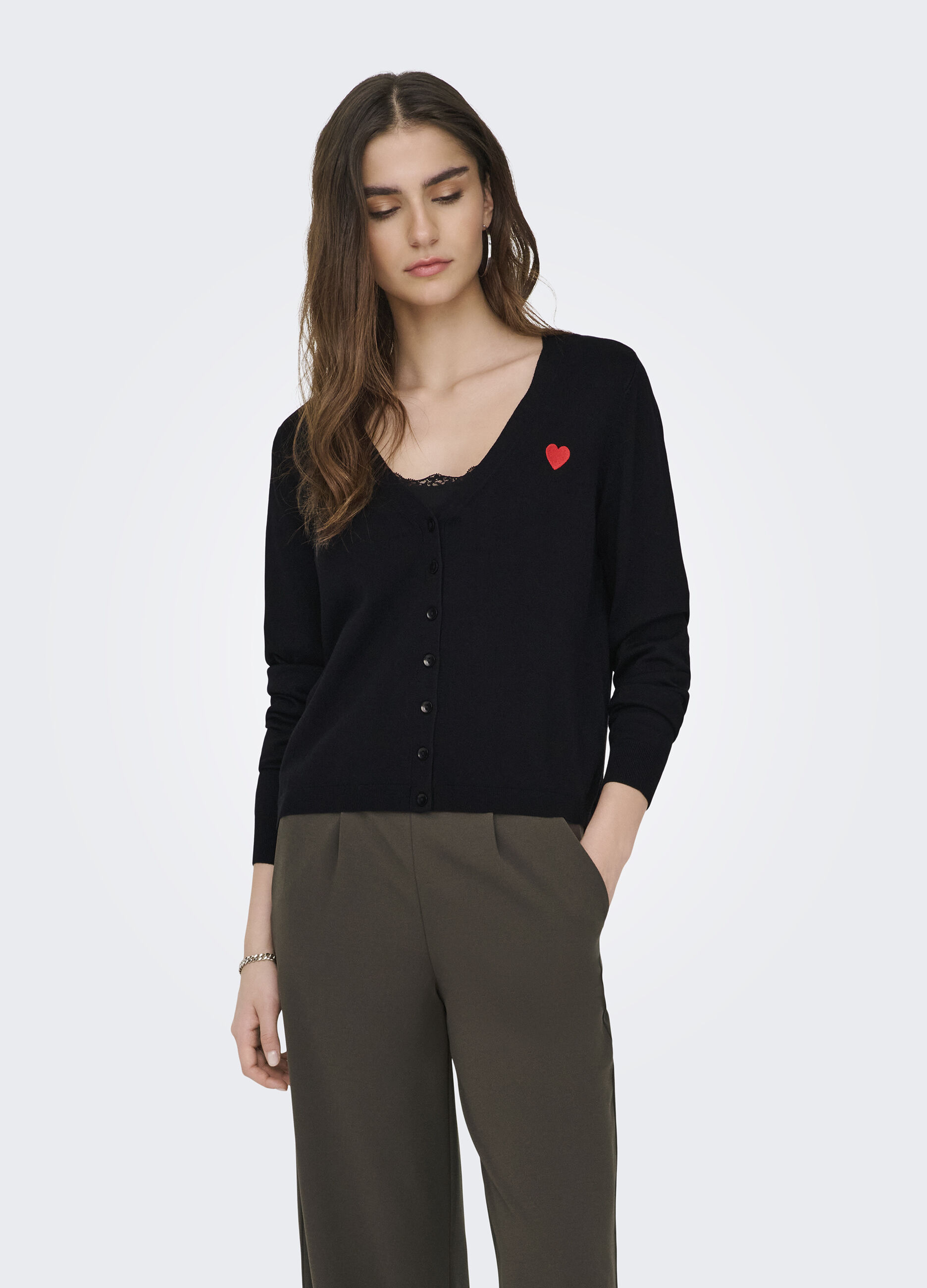 Cardigan in maglia con scollo a V_0