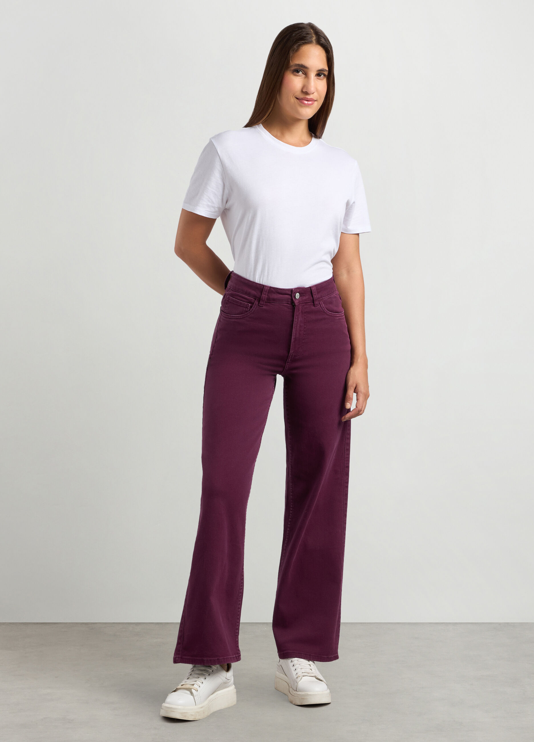 Pantaloni in denim di cotone stretch donna_0