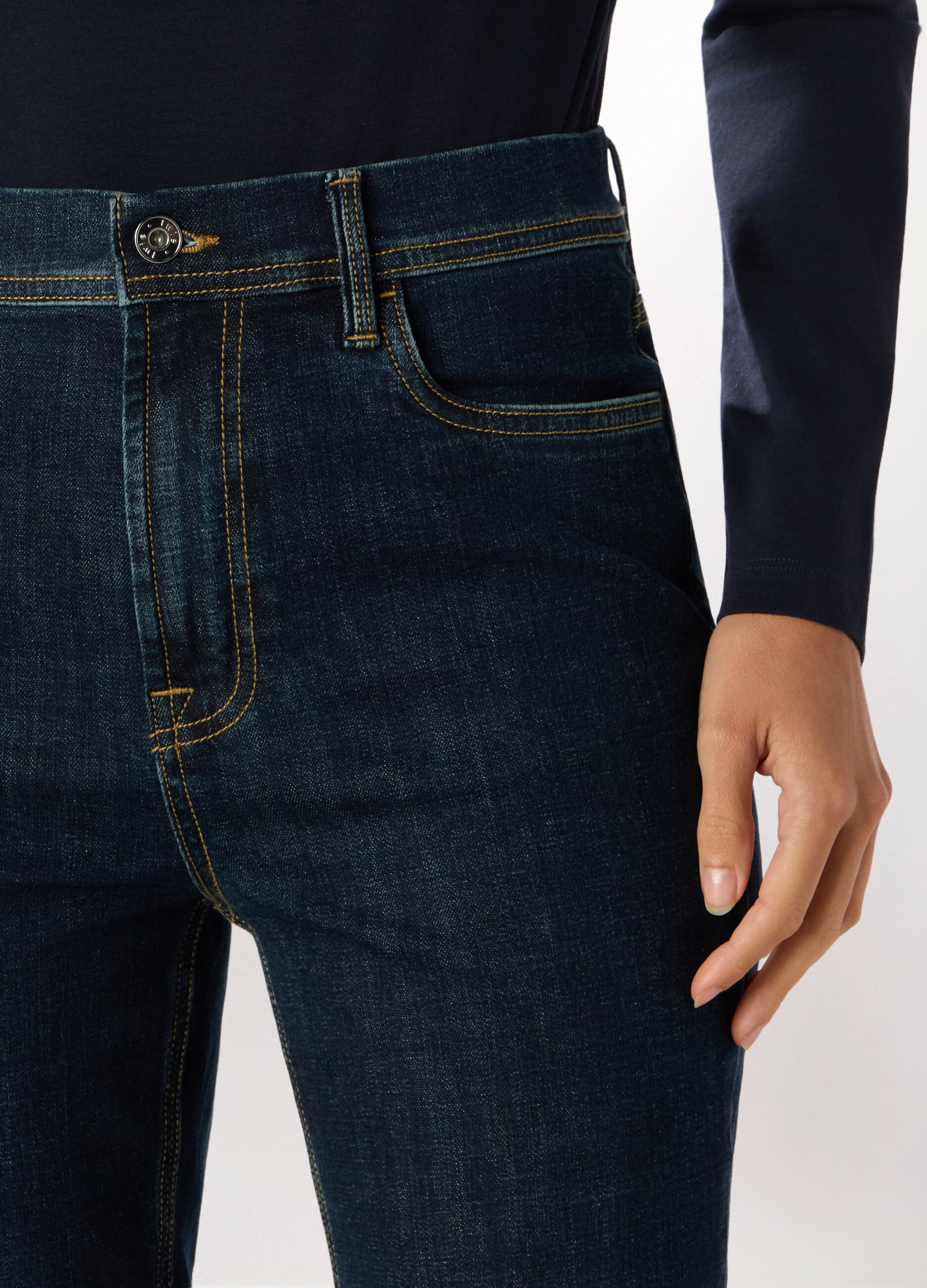 Pantaloni in denim di cotone stretch donna_2