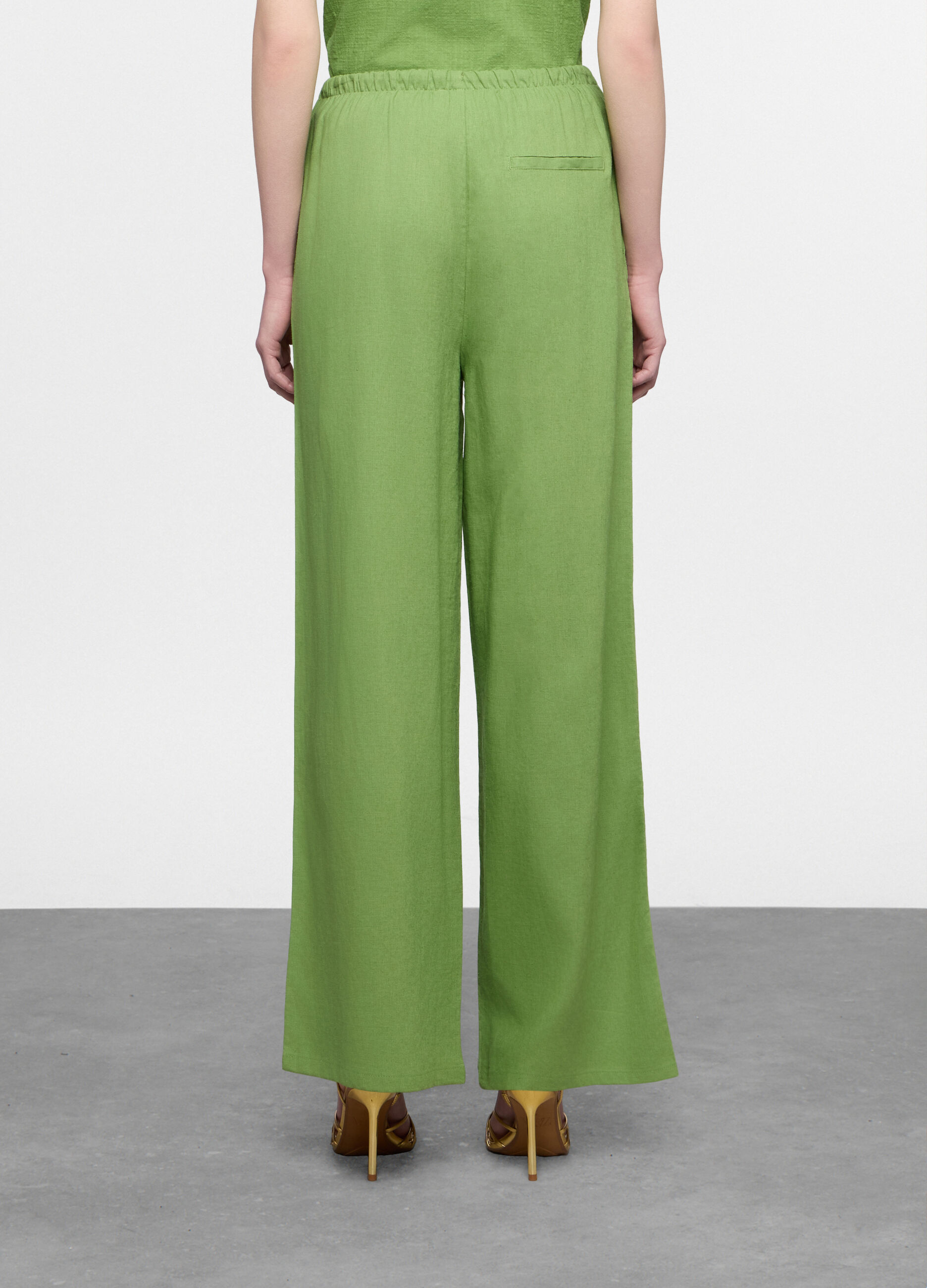 Pantaloni wide leg misto lino donna_1