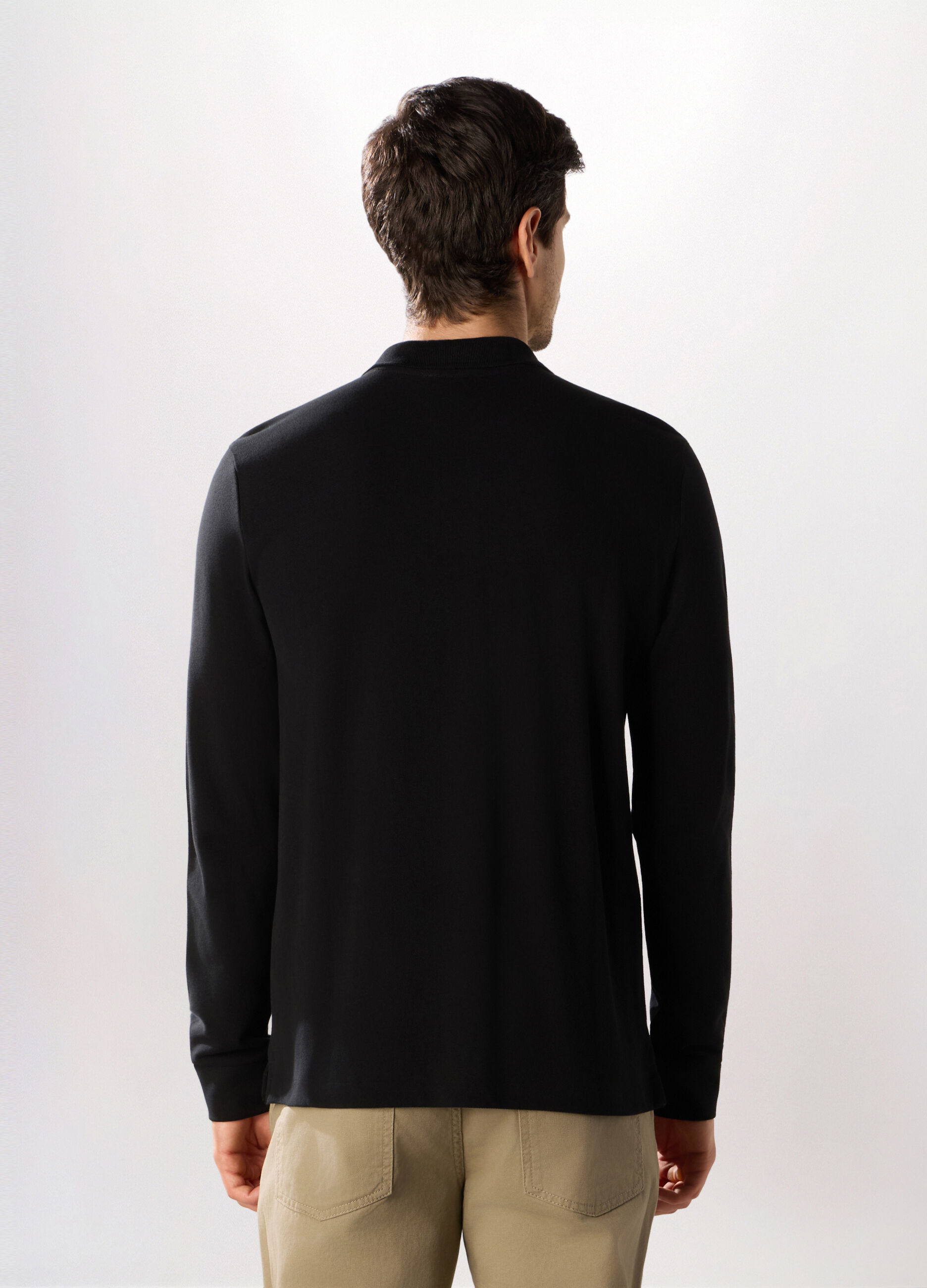Polo a maniche lunghe in cotone piquet uomo_1