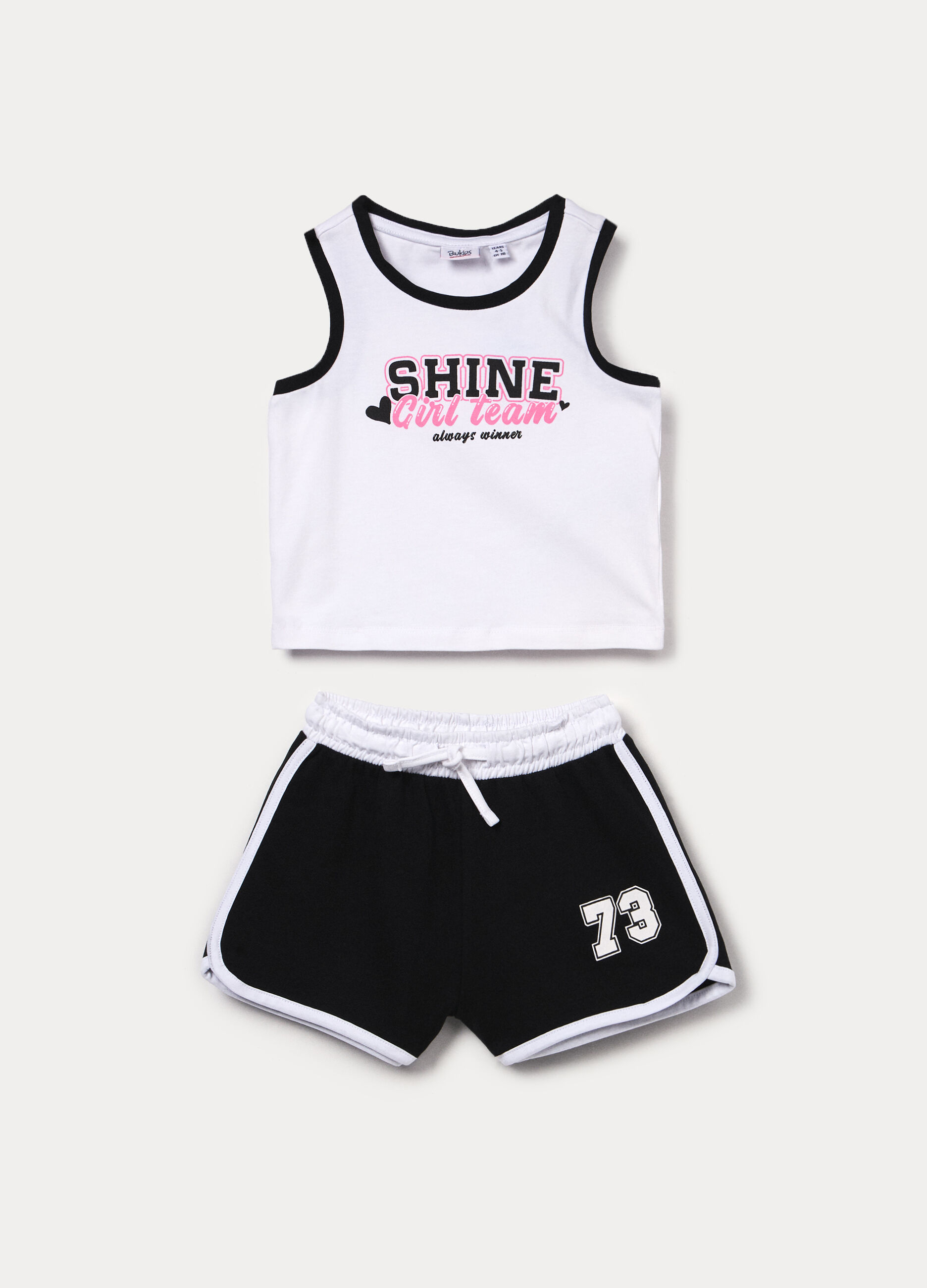 Jogging set in jersey di cotone stretch bambina_0