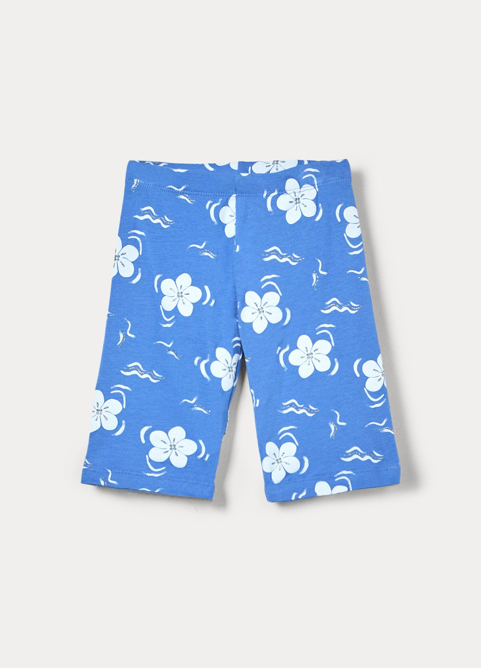 Leggings corti in jersey di cotone stretch bambina_0