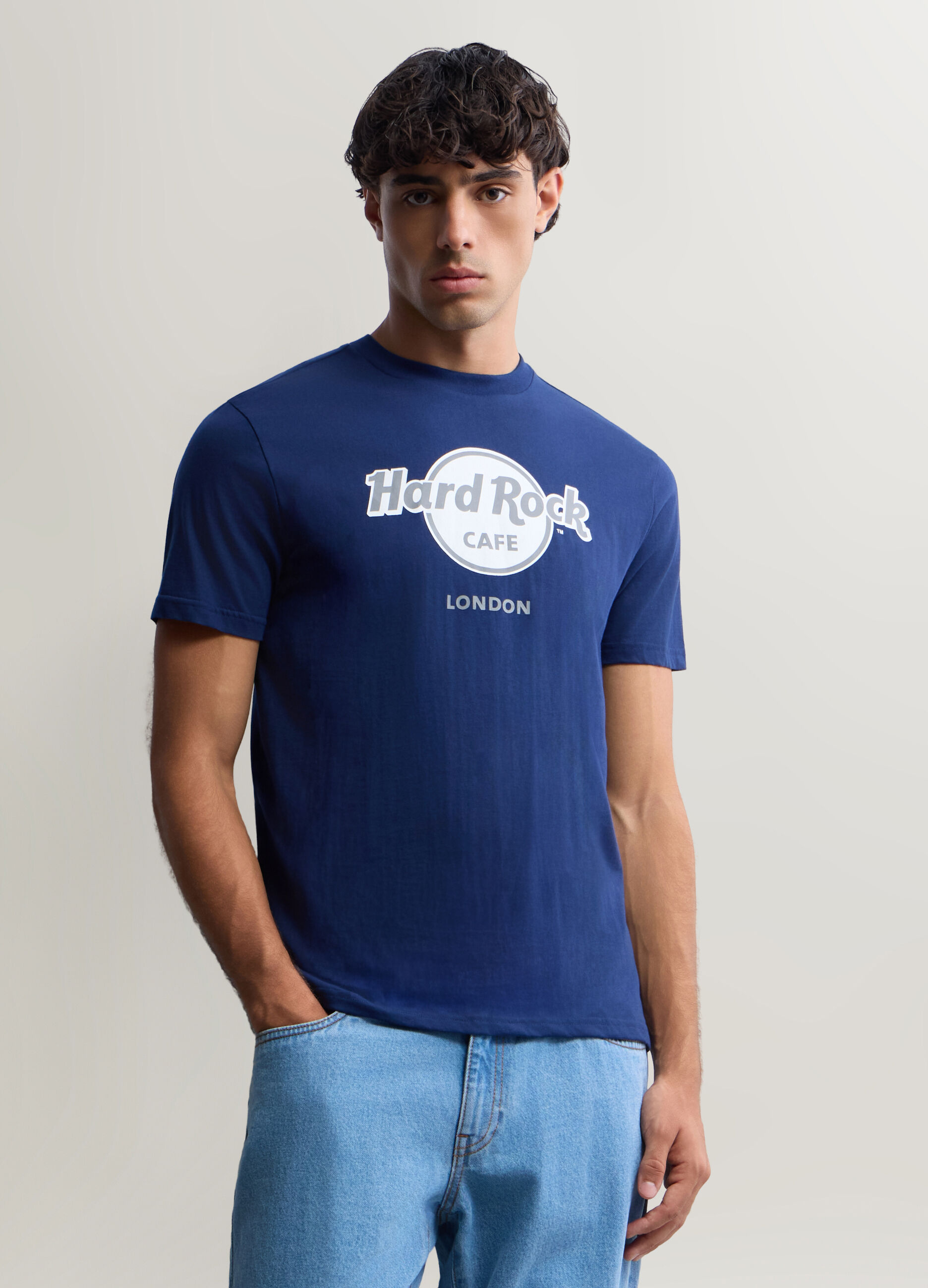 T-shirt girocollo in cotone con stampa Hard Rock Cafe uomo