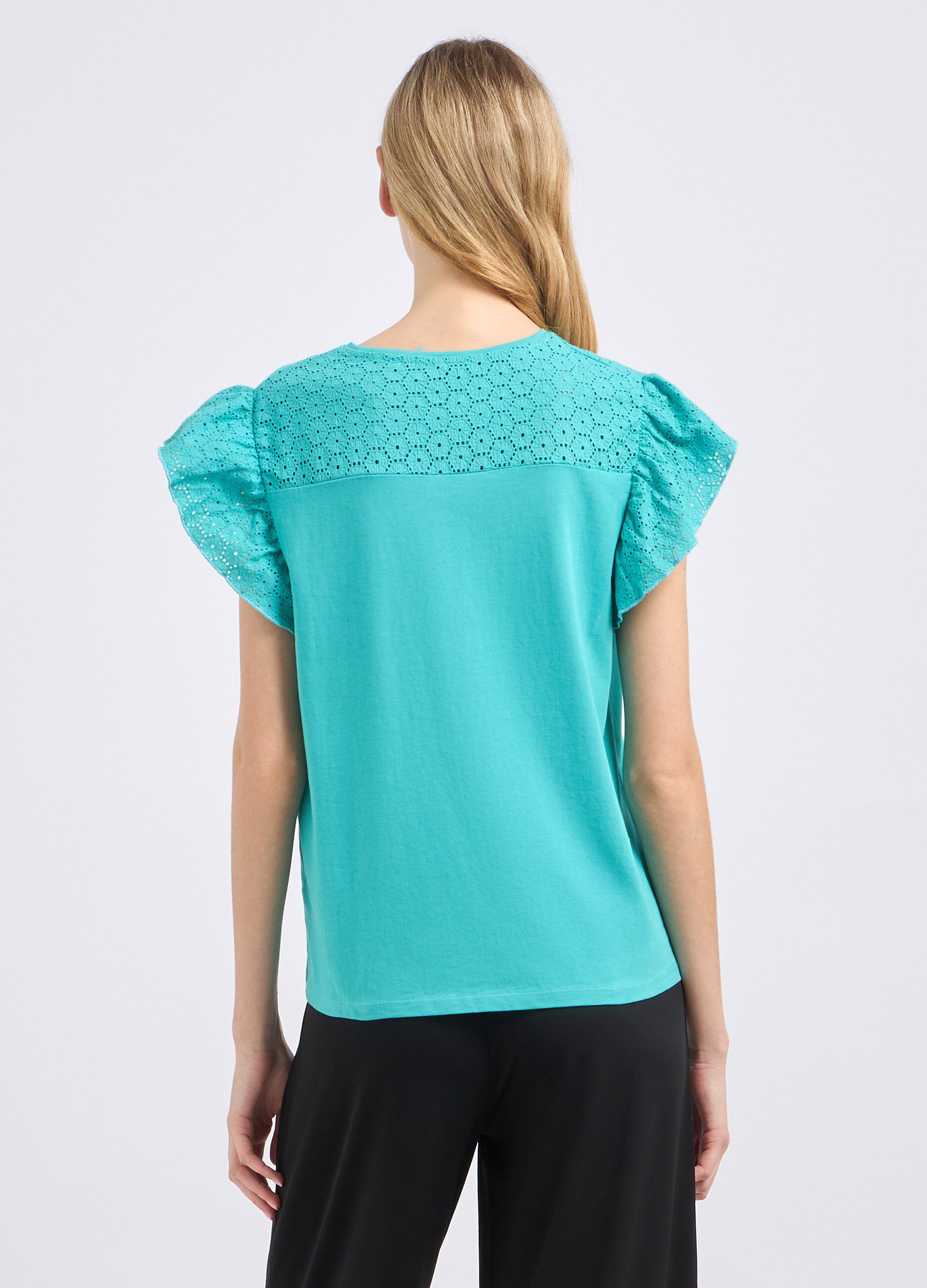 T-shirt in puro cotone con maniche ad aletta donna_1