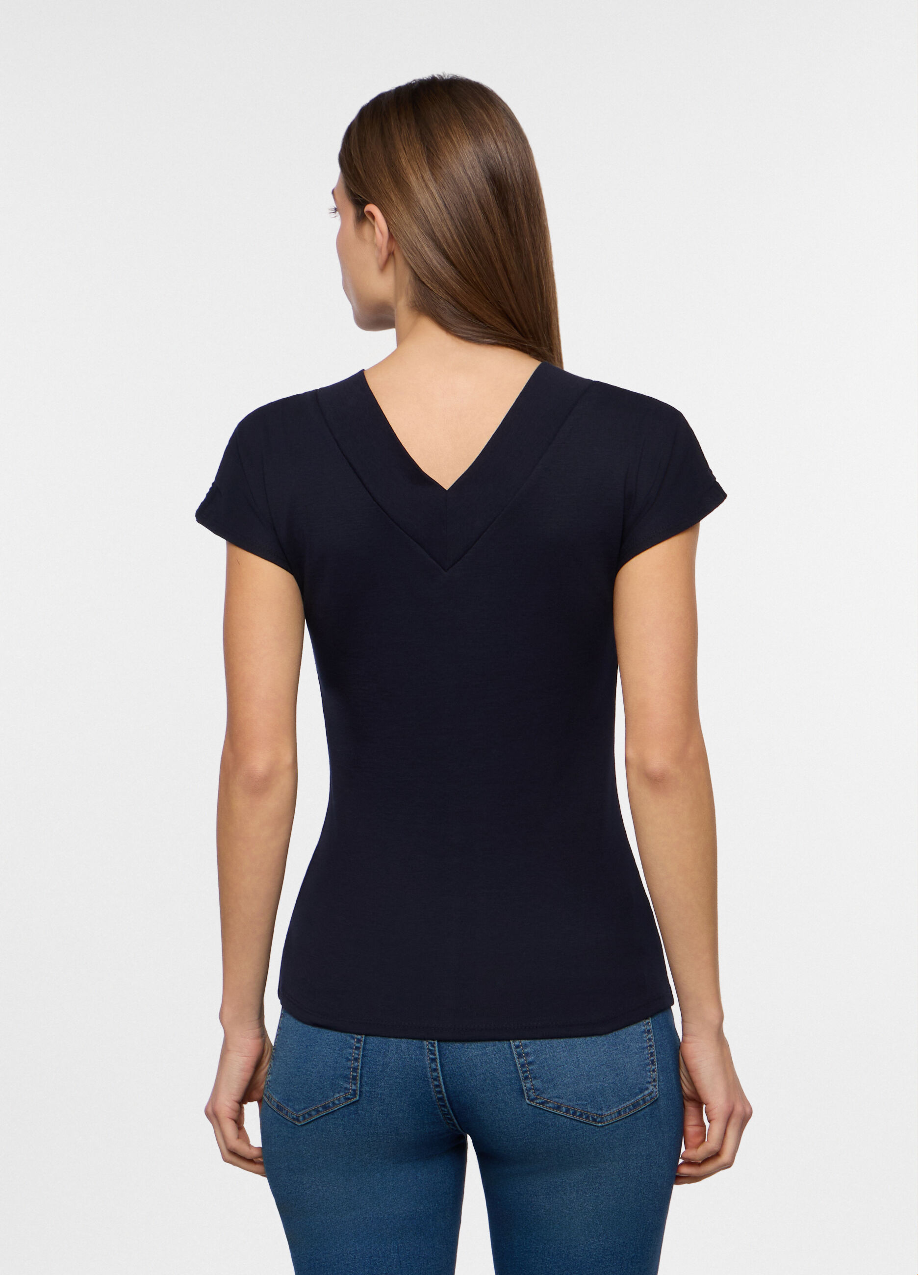 T-shirt con scollo a V donna_1