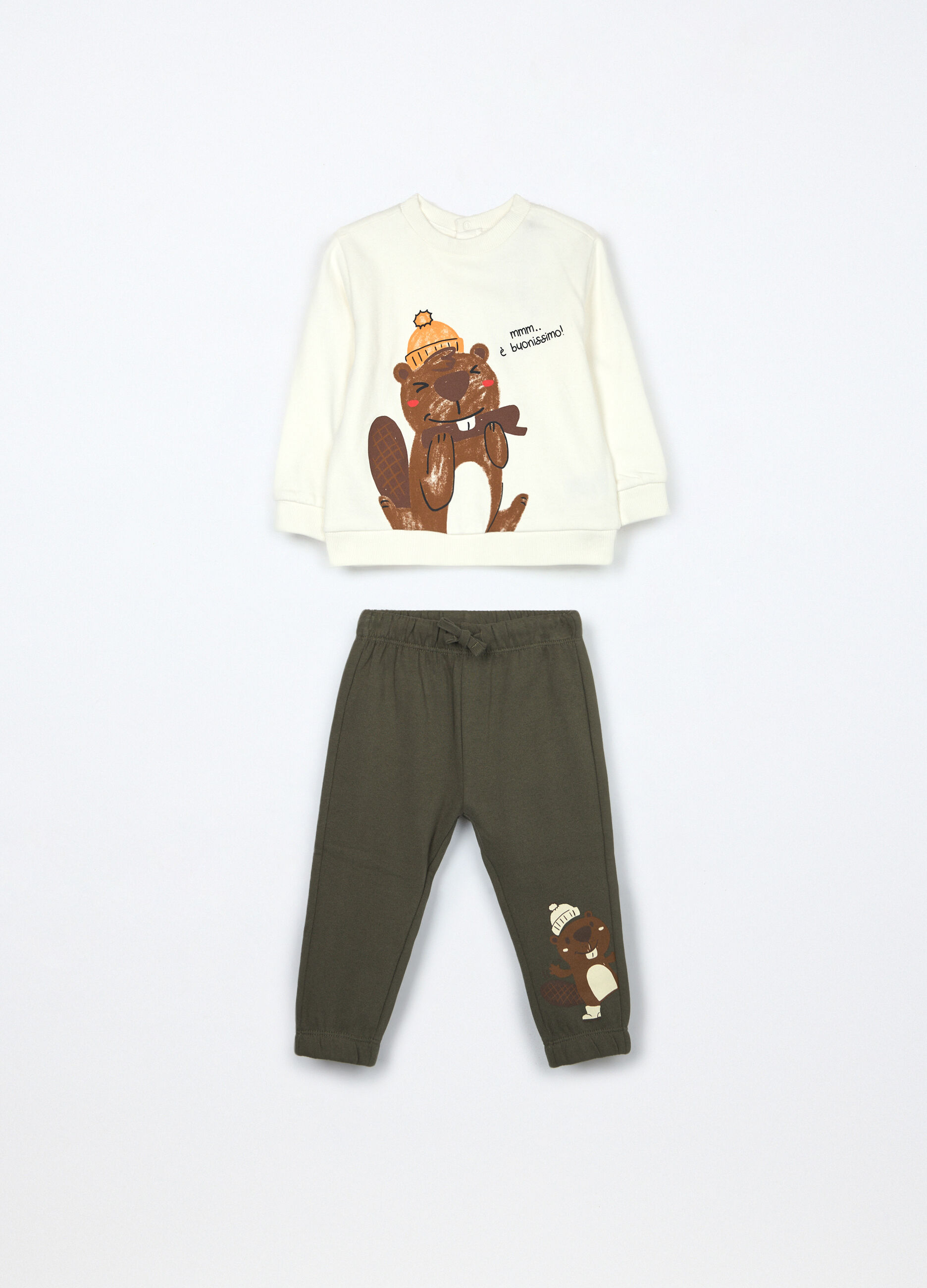 Jogging set in puro cotone fleece neonato_0