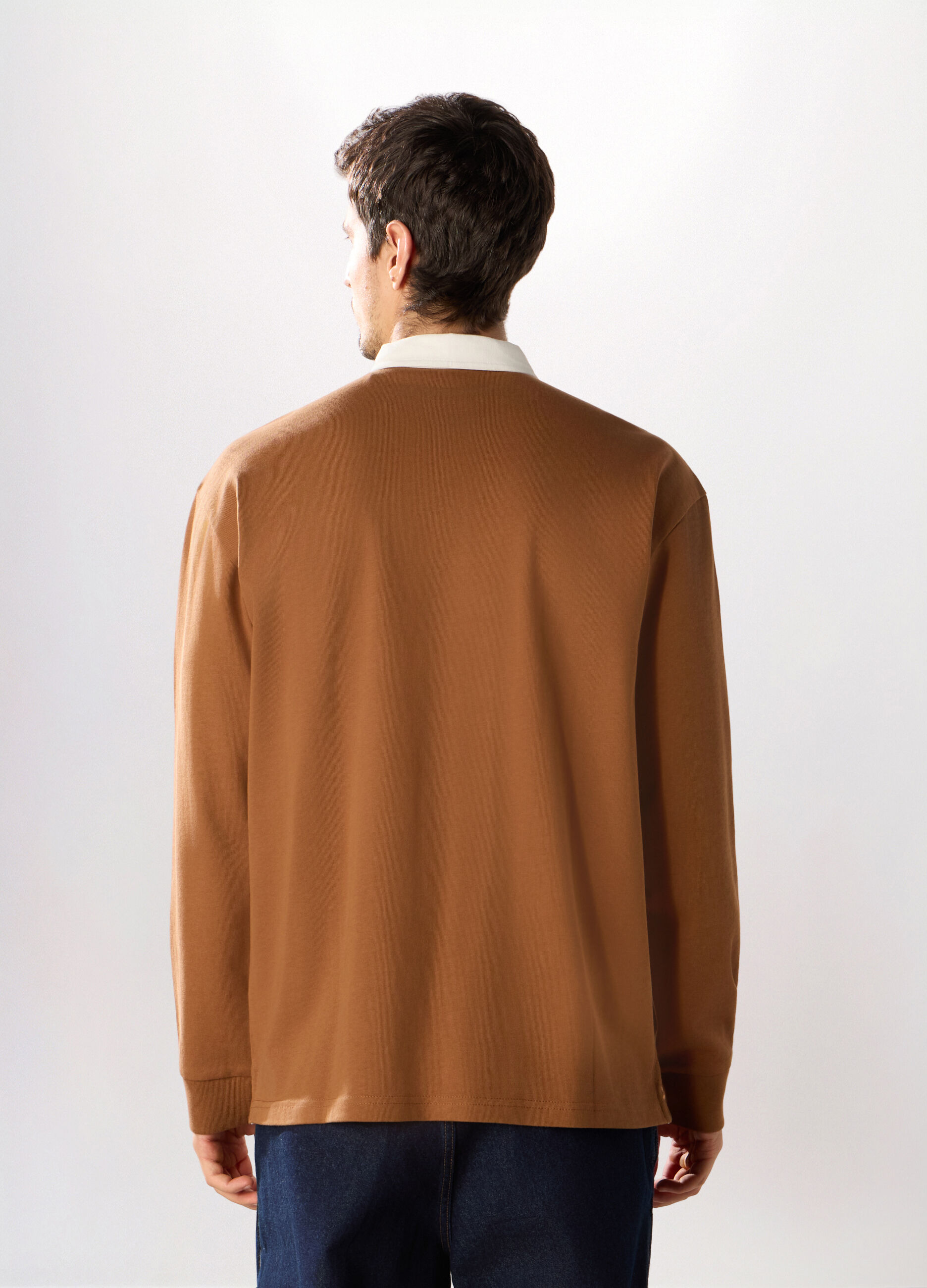 Polo a maniche lunghe in puro cotone uomo_1