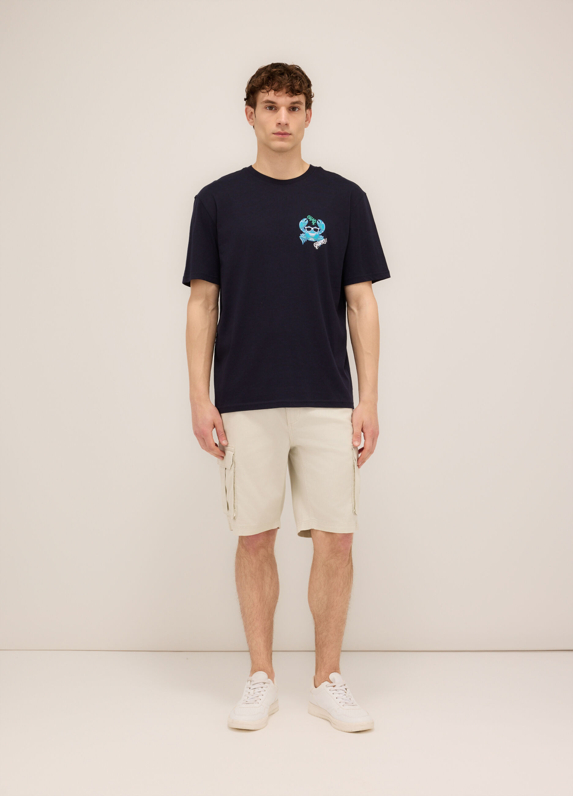 Bermuda cargo in twill di cotone uomo