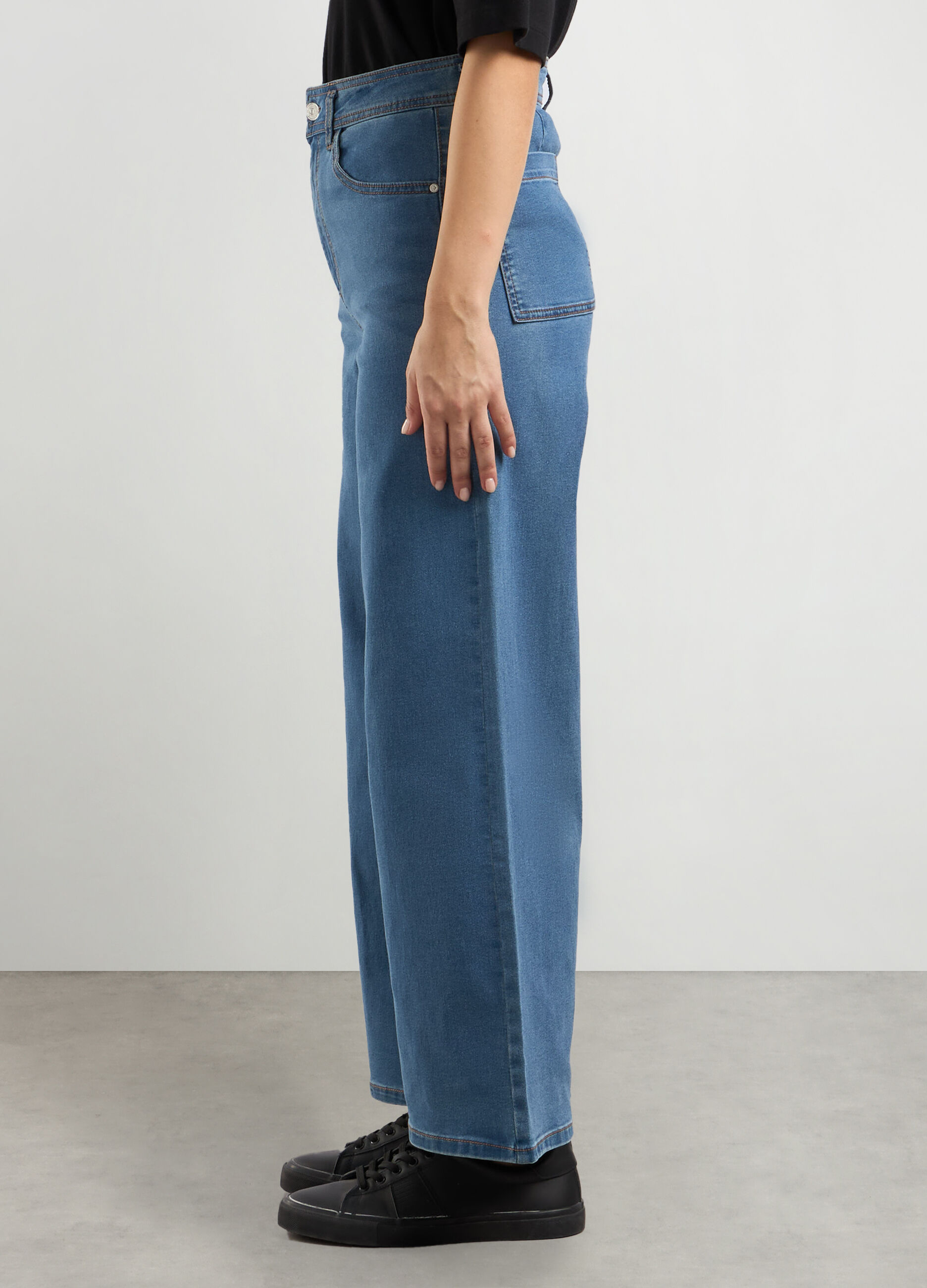 Pantaloni in denim wide leg donna_2