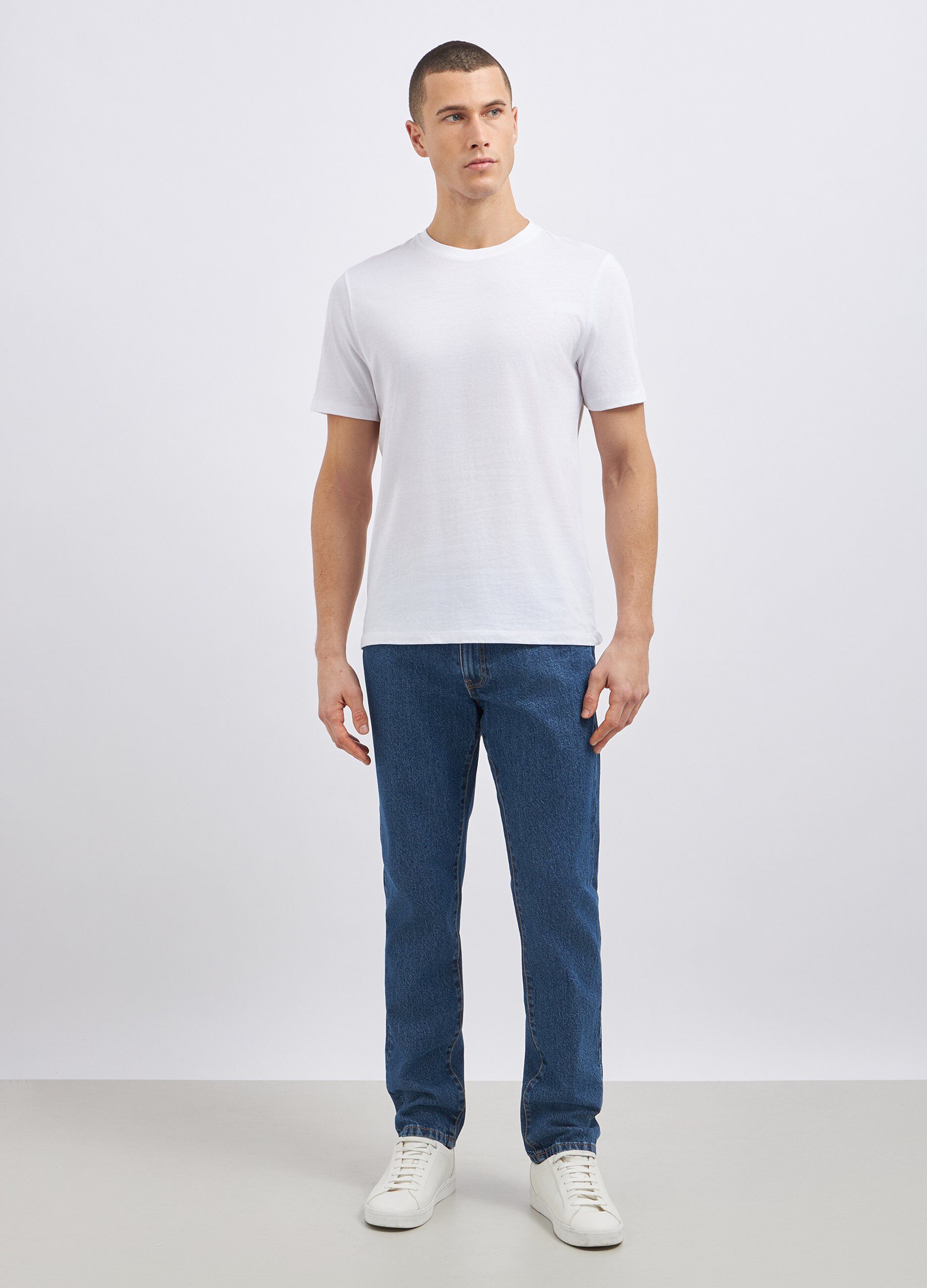 Jeans modello 5 tasche in puro cotone uomo_0
