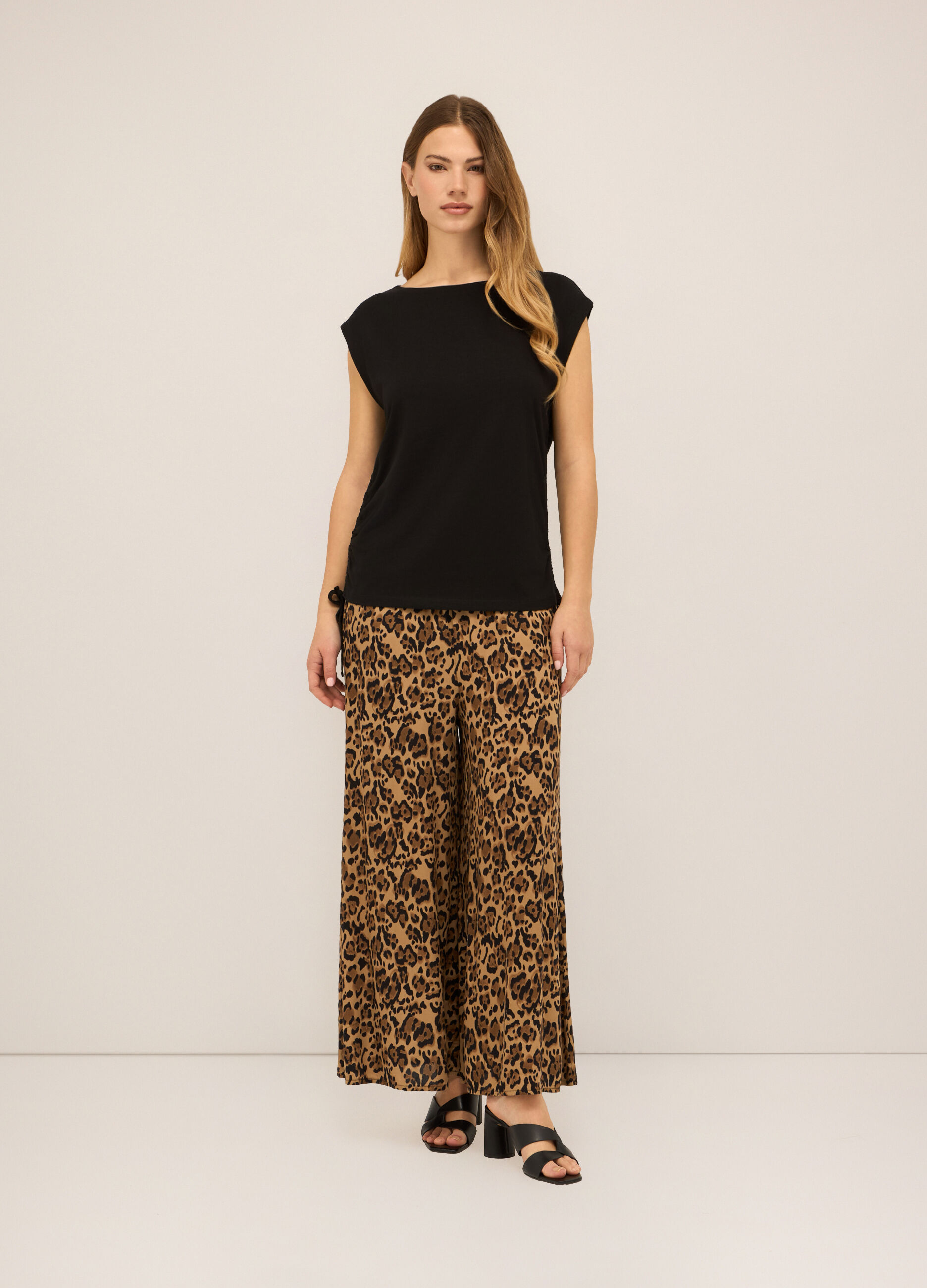 Pantaloni palazzo in pura viscosa donna_0