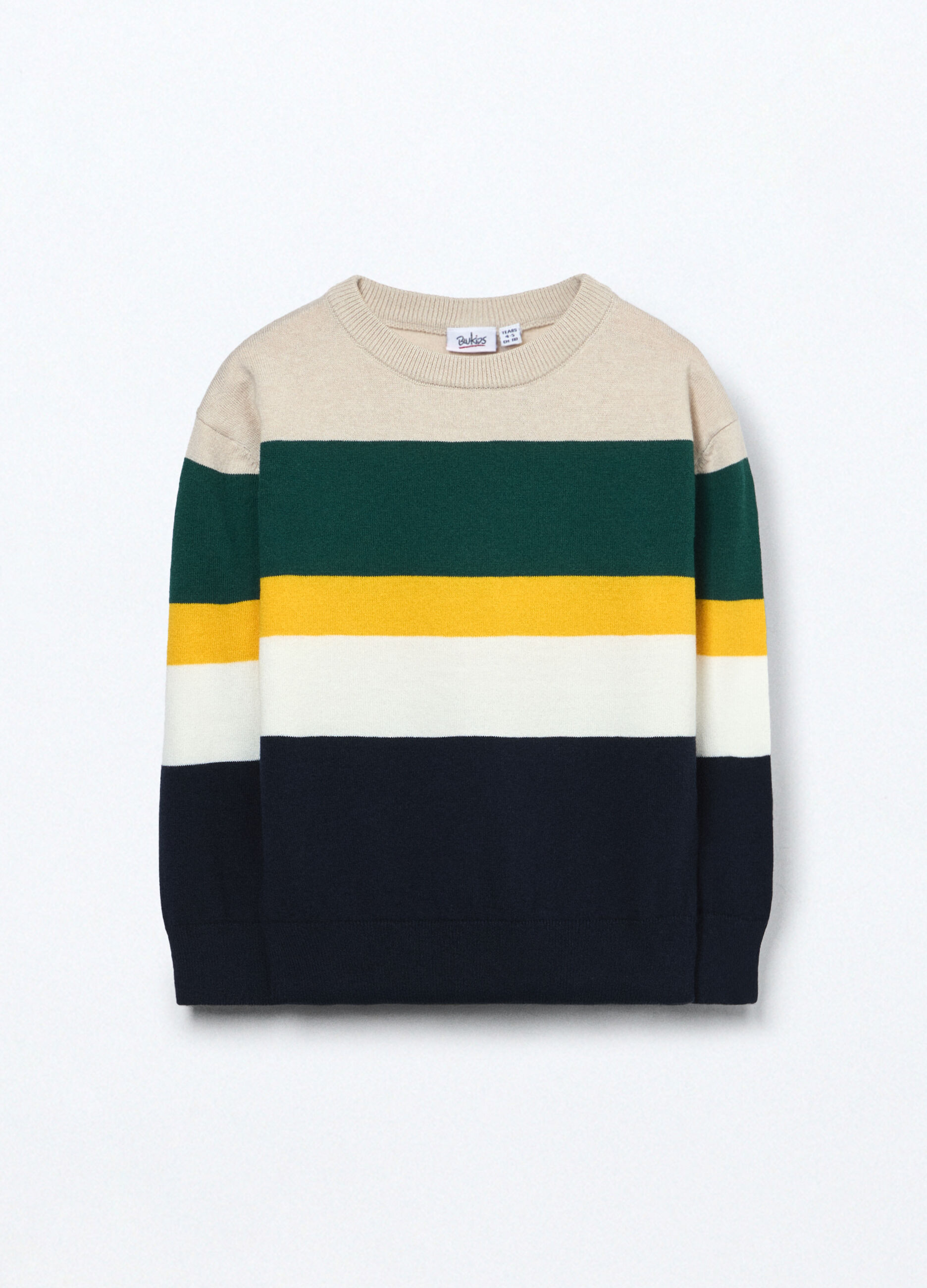Girocollo tricot in puro cotone a righe bambino _0