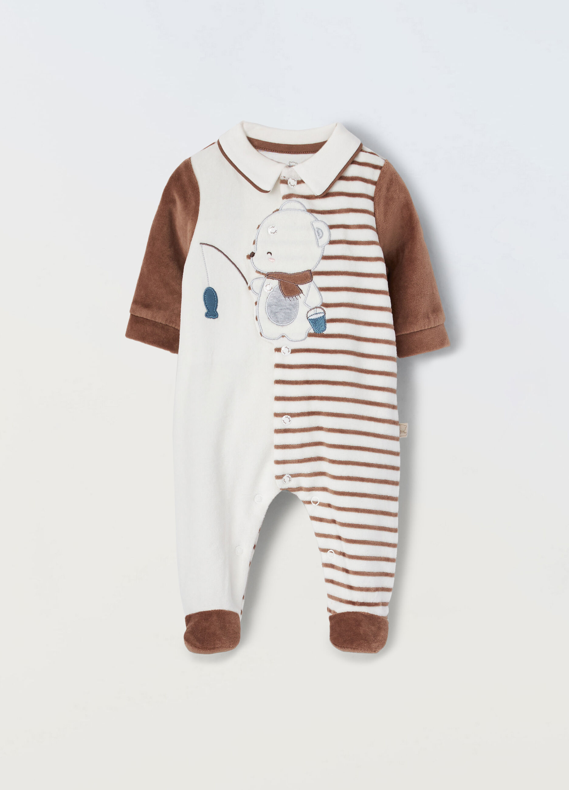 Tutina lunga in velour di cotone neonato_0