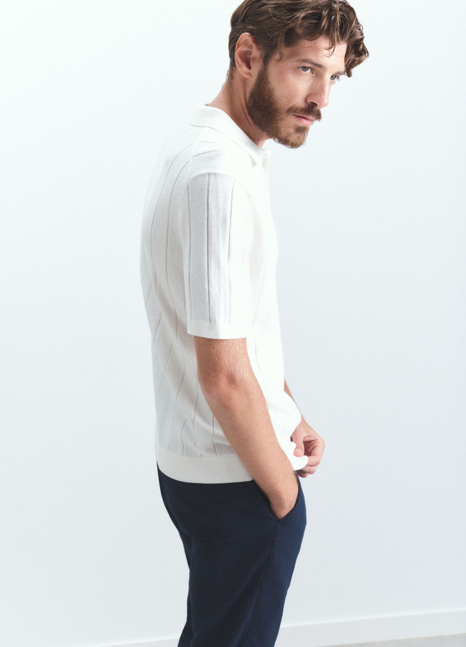 Polo a maniche corte in maglia a costa piatta uomo