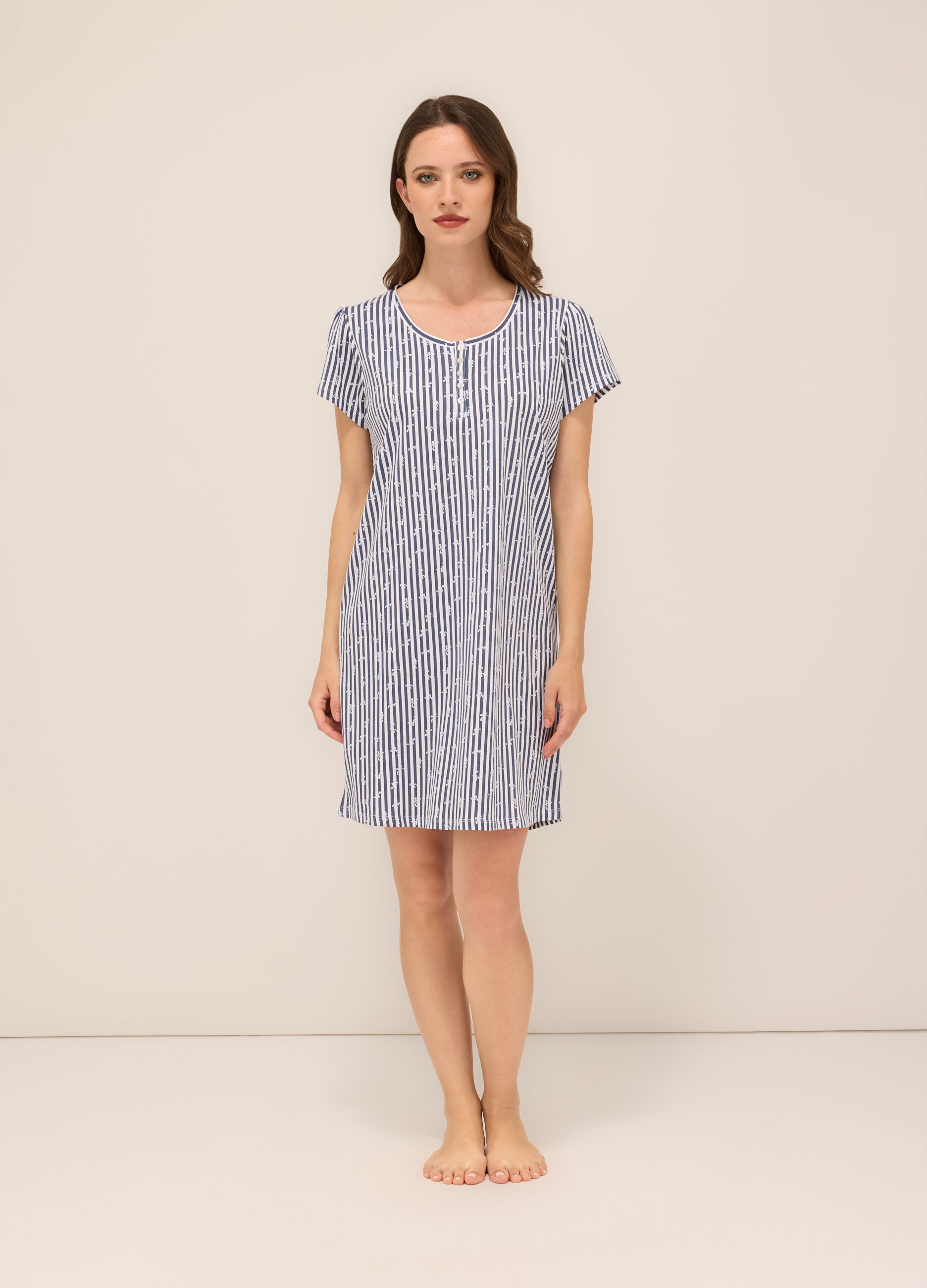 Camicia da notte in jersey di puro cotone donna_0