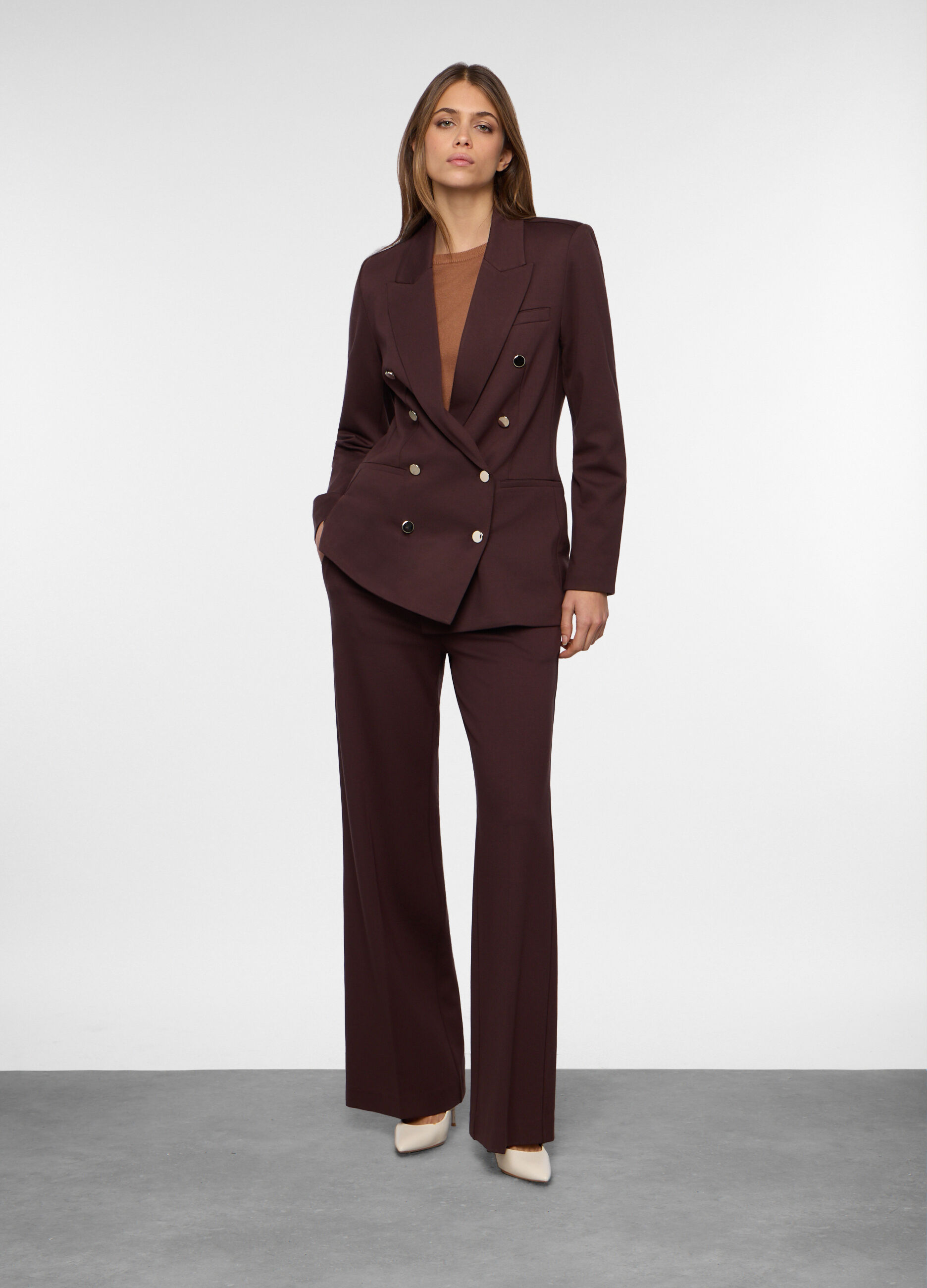 Blazer in punto Milano misto viscosa donna_0