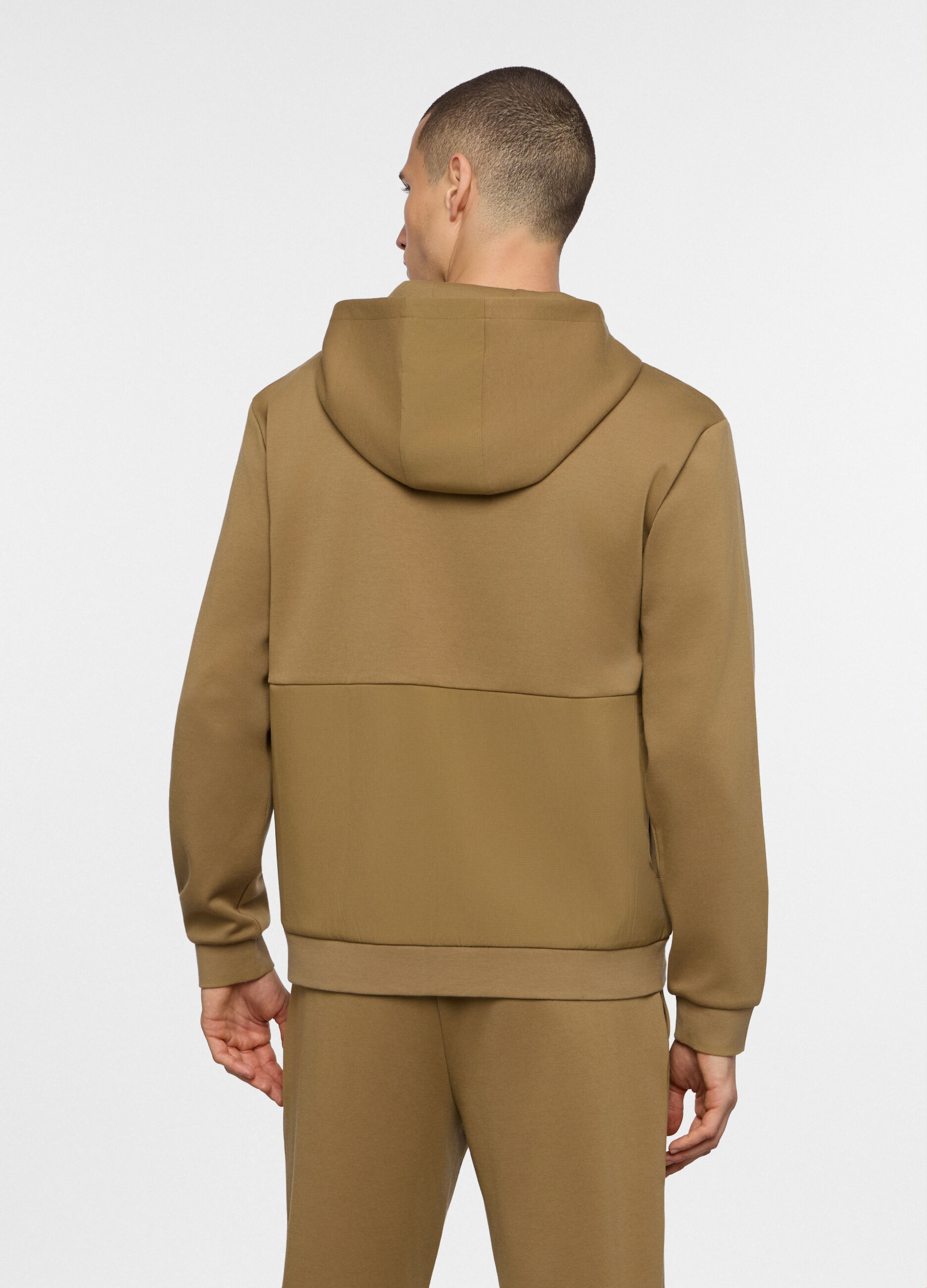 Felpa con cappuccio in interlock misto cotone uomo_1