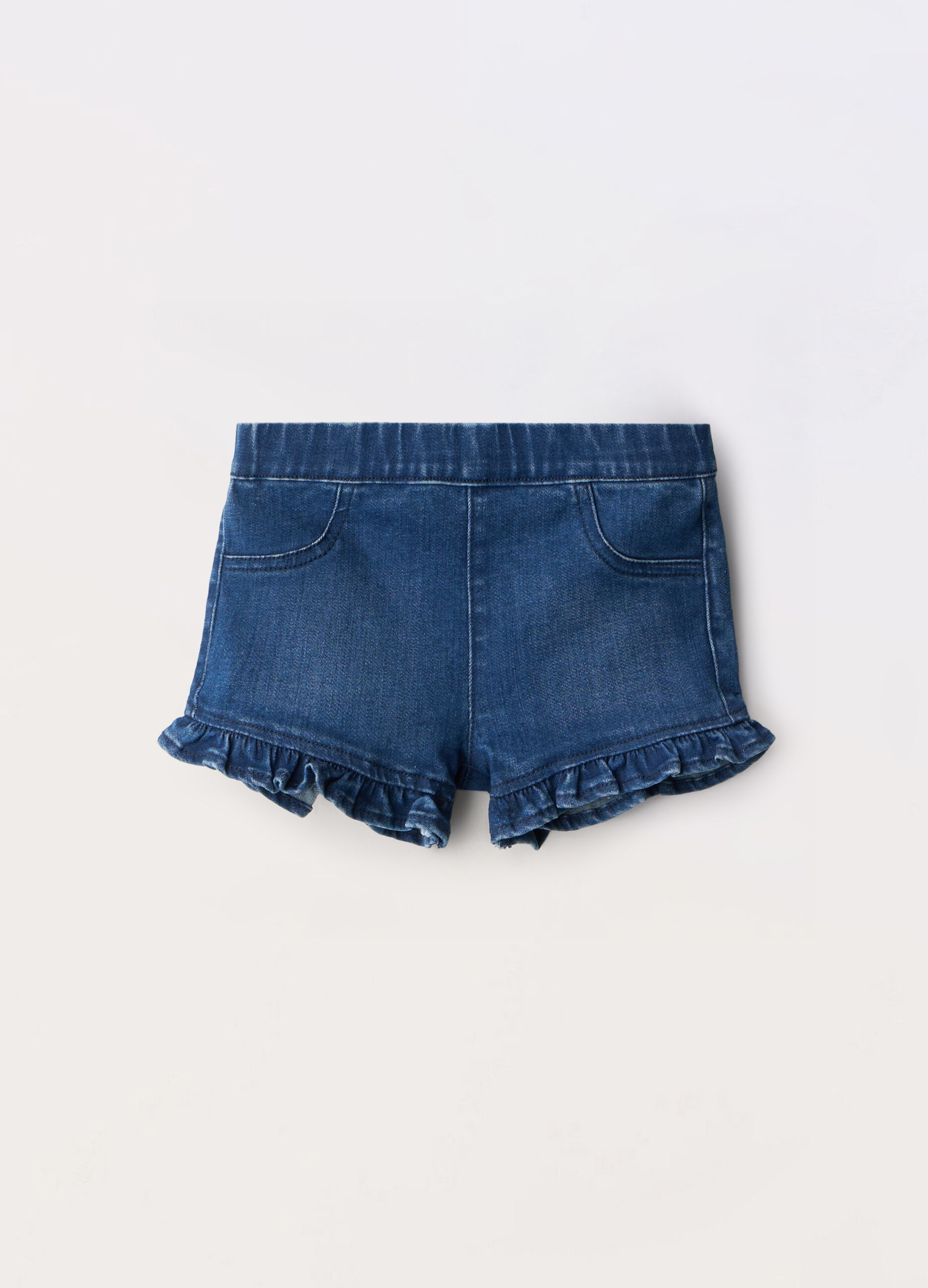 Shorts in denim di misto cotone neonata_0
